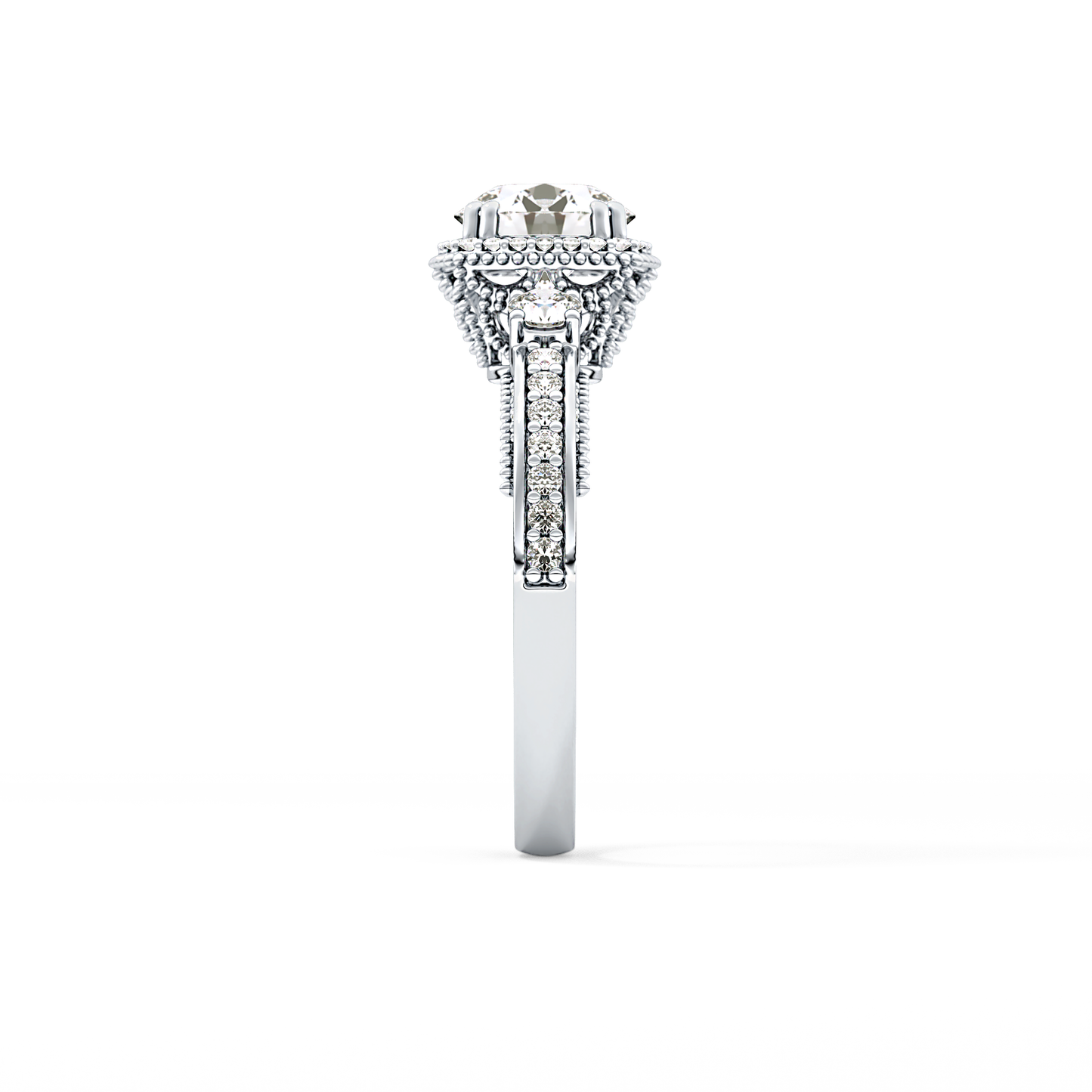 Round Cut 1.05 Carat Moissanite Ring – Cluster Setting in Gold