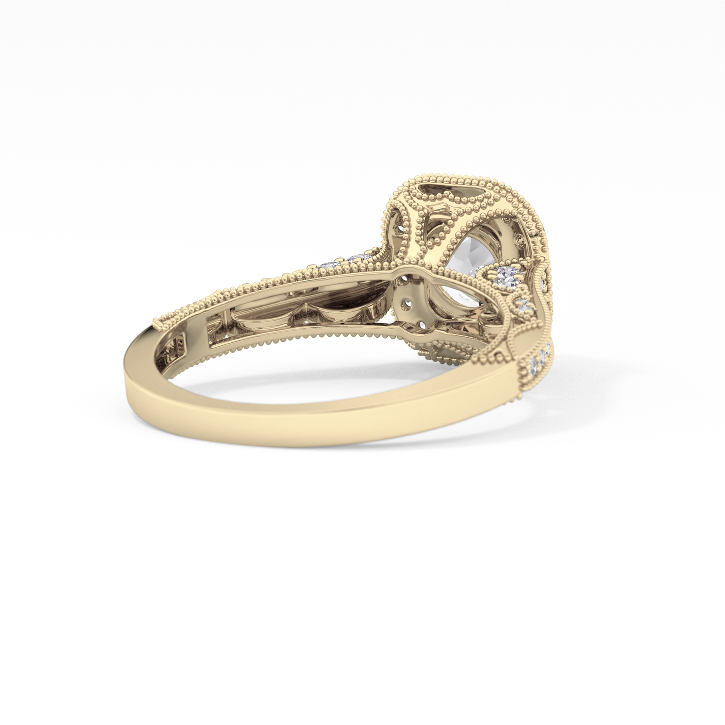 Round Cut 1.05 Carat Moissanite Ring – Halo and Pave Setting in Gold