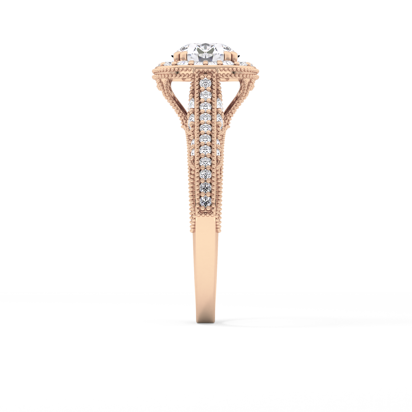 Round Cut 1.05 Carat Moissanite Ring – Halo and Pave Setting in Gold
