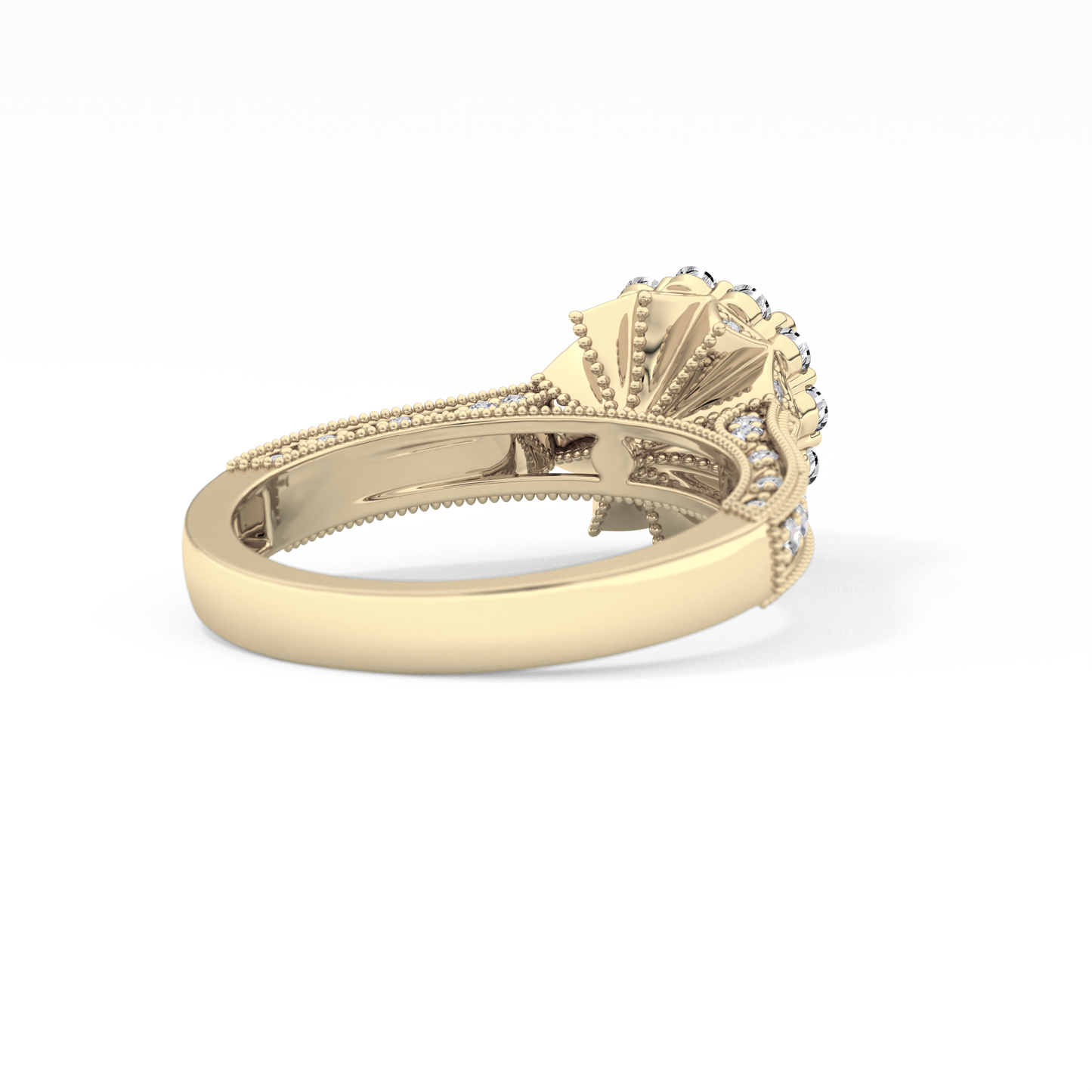 Round Cut 0.79 Carat Moissanite Ring – Halo and Pave Setting in Gold