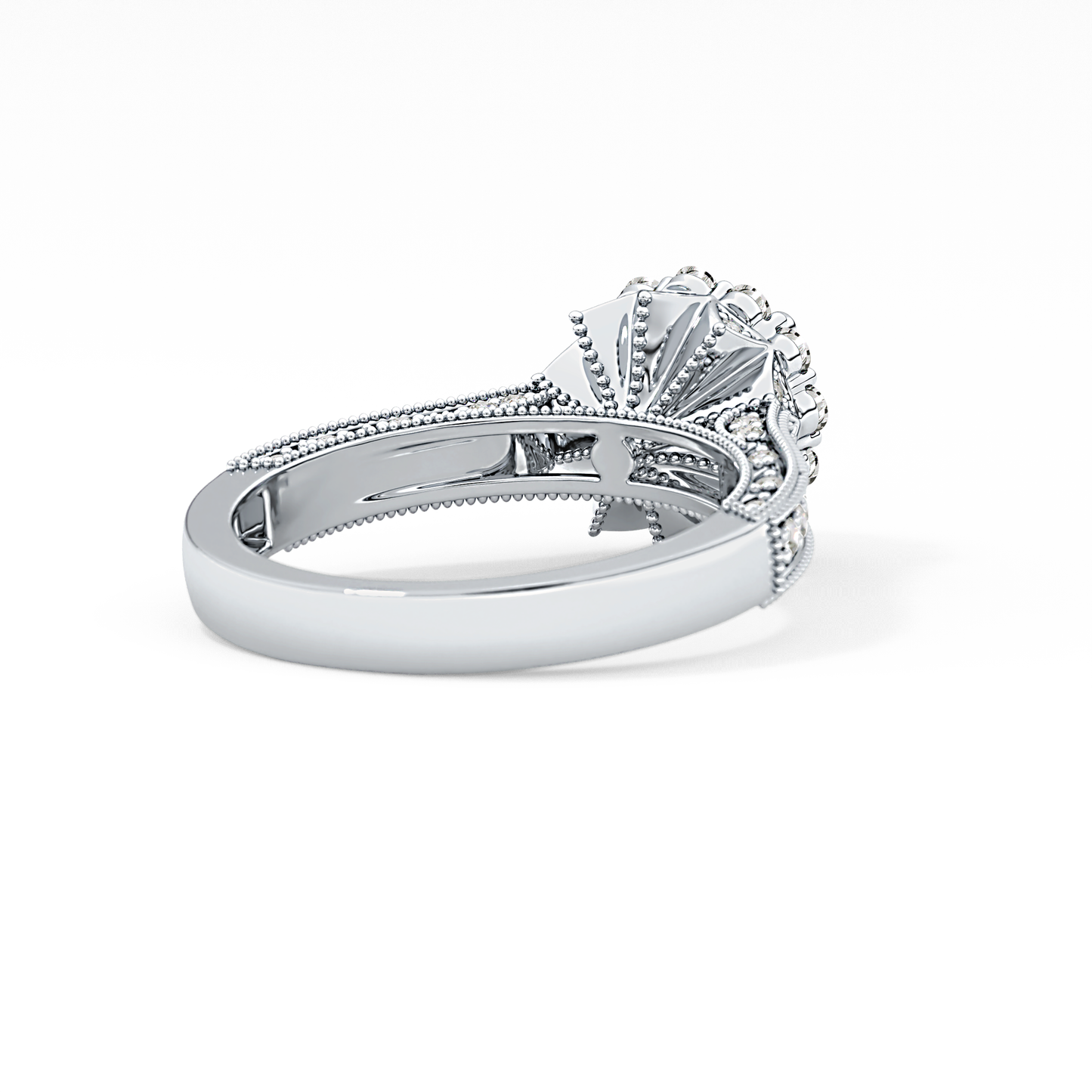 Round Cut 0.79 Carat Moissanite Ring – Halo and Pave Setting in Gold