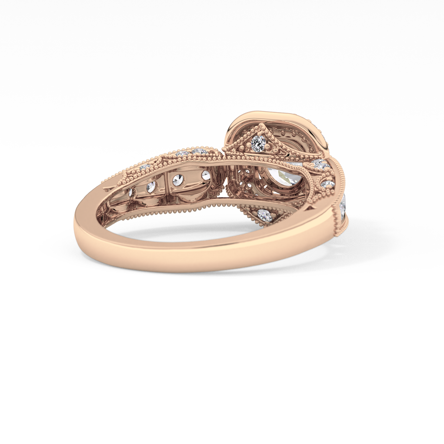 Round Cut 1.05 Carat Moissanite Ring – Double Halo and Pave Setting in Gold