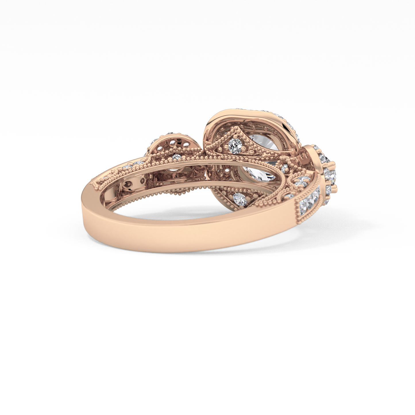 Round Cut 0.84 Carat Moissanite Ring – Cluster Setting in Gold