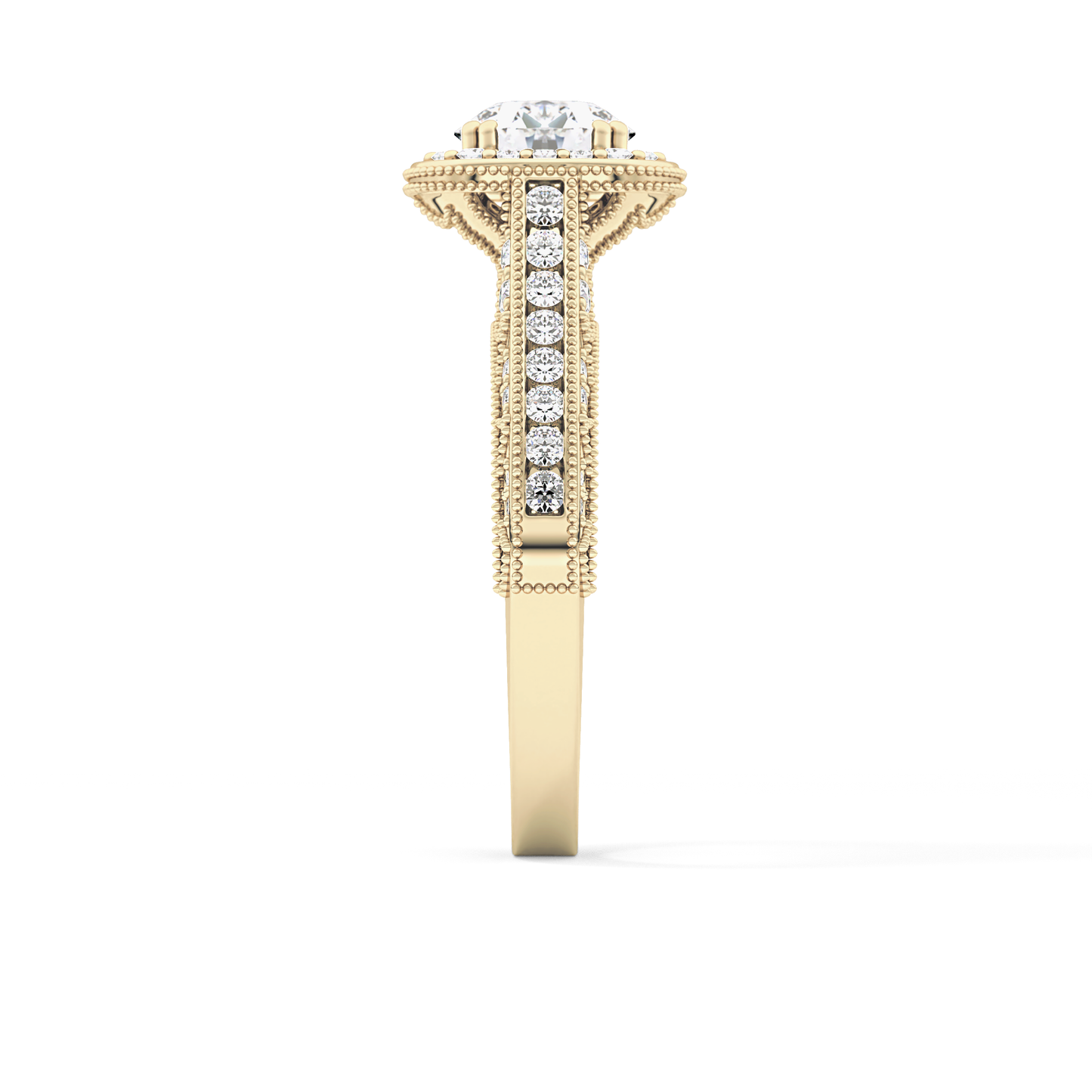 Round Cut 1.05 Carat Moissanite Ring – Halo and Pave Setting in Gold