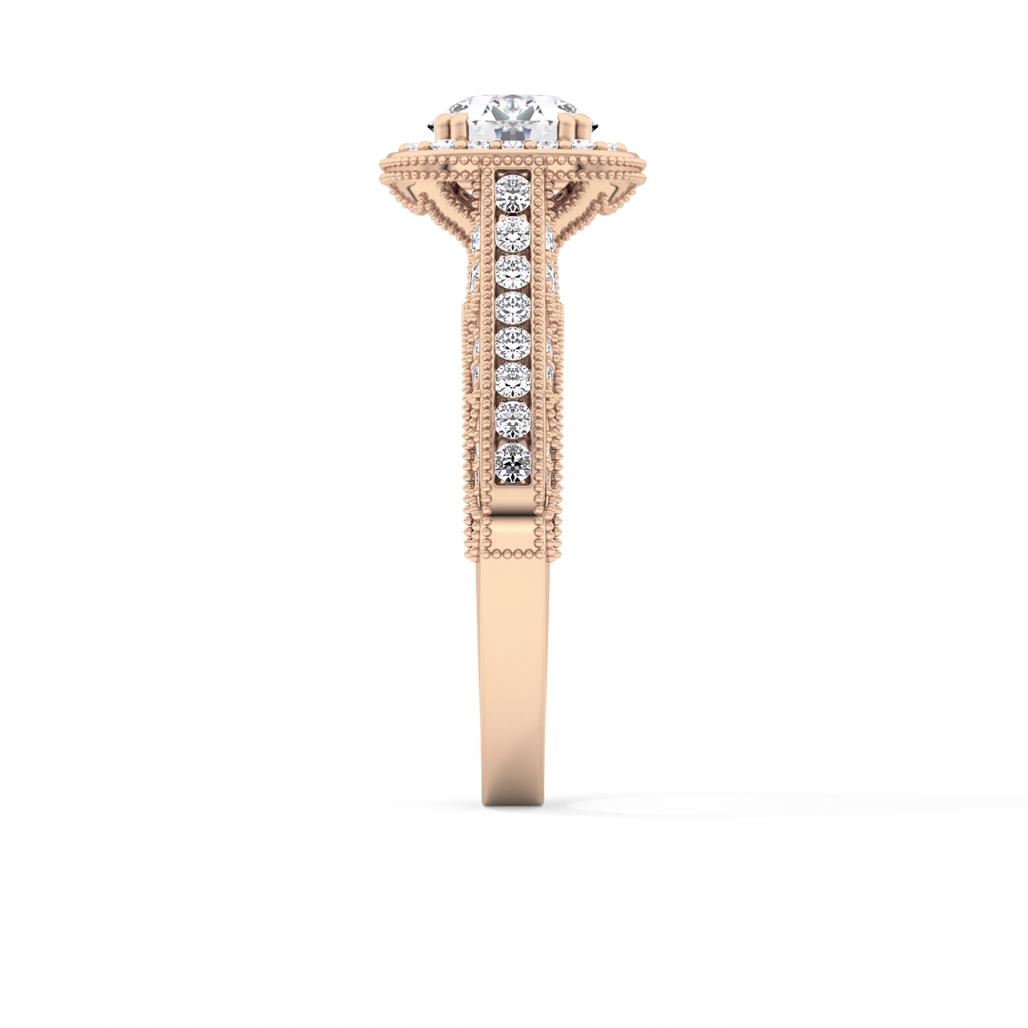 Round Cut 1.05 Carat Moissanite Ring – Halo and Pave Setting in Gold