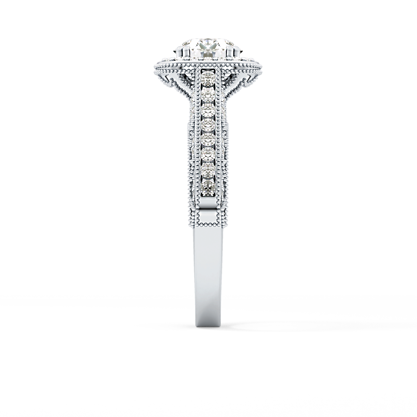 Round Cut 1.05 Carat Moissanite Ring – Halo and Pave Setting in Gold