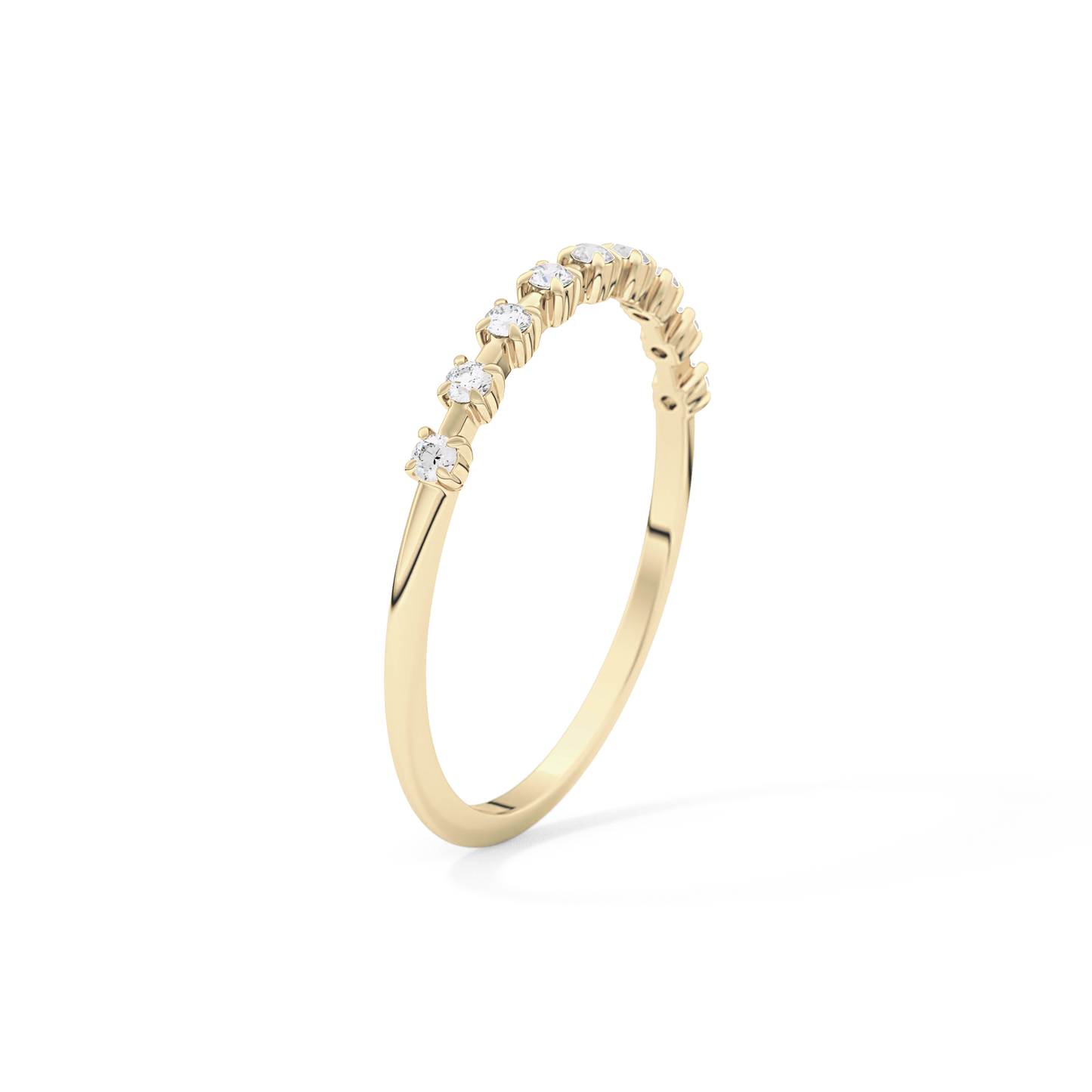 Half Eternity Wedding Band with 0.17 TCW Round Cut Moissanite – Yellow, White, or Rose Gold