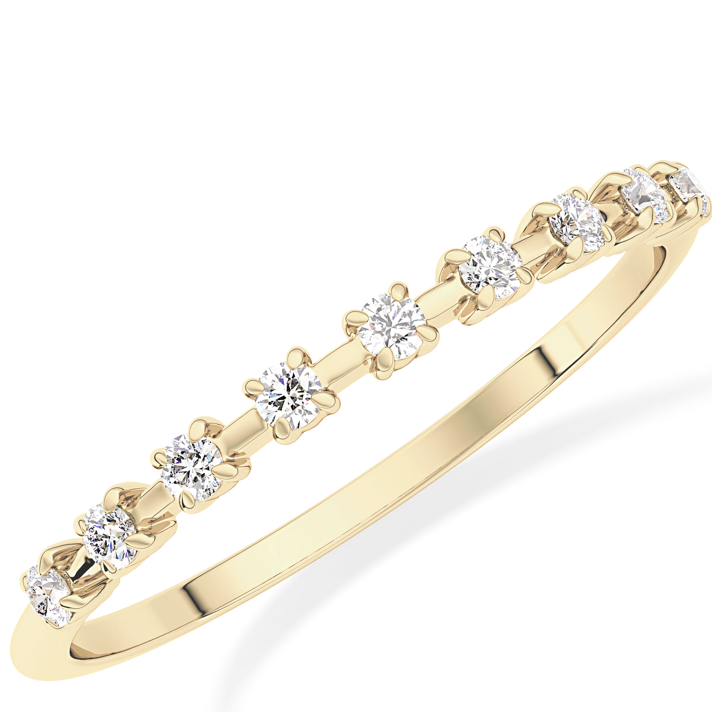 Half Eternity Wedding Band with 0.17 TCW Round Cut Moissanite – Yellow, White, or Rose Gold