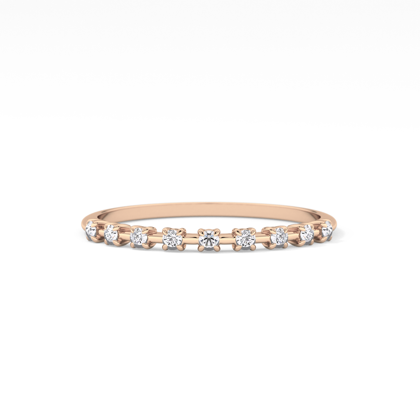 Half Eternity Wedding Band with 0.17 TCW Round Cut Moissanite – Yellow, White, or Rose Gold