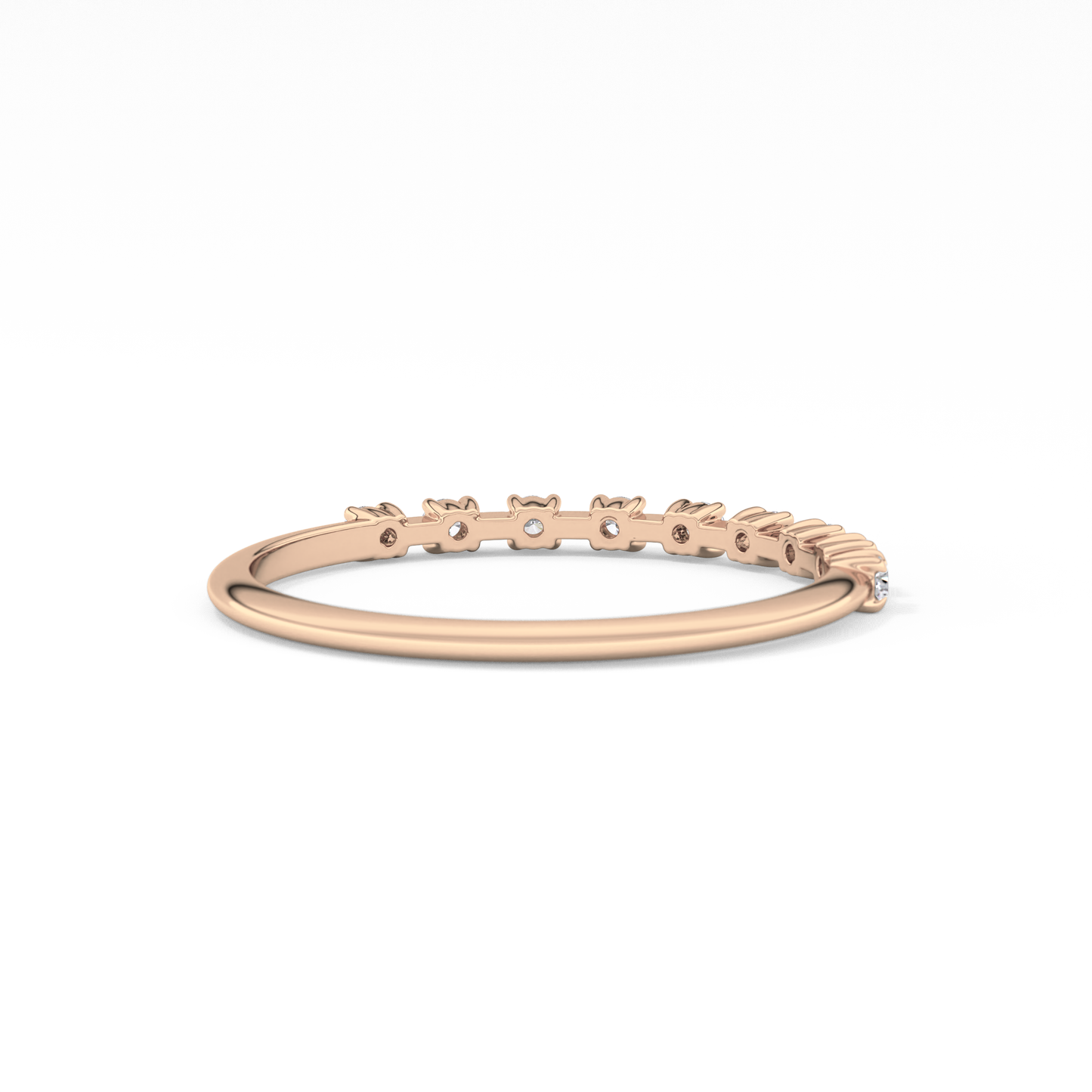 Half Eternity Wedding Band with 0.17 TCW Round Cut Moissanite – Yellow, White, or Rose Gold