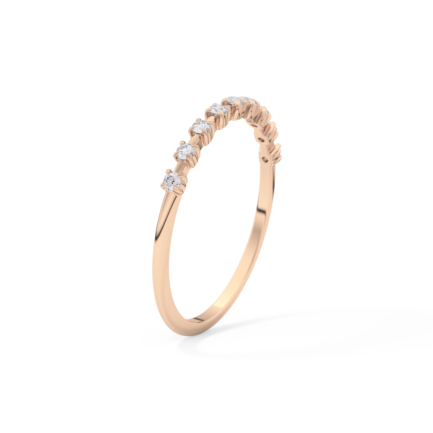 Half Eternity Wedding Band with 0.17 TCW Round Cut Moissanite – Yellow, White, or Rose Gold