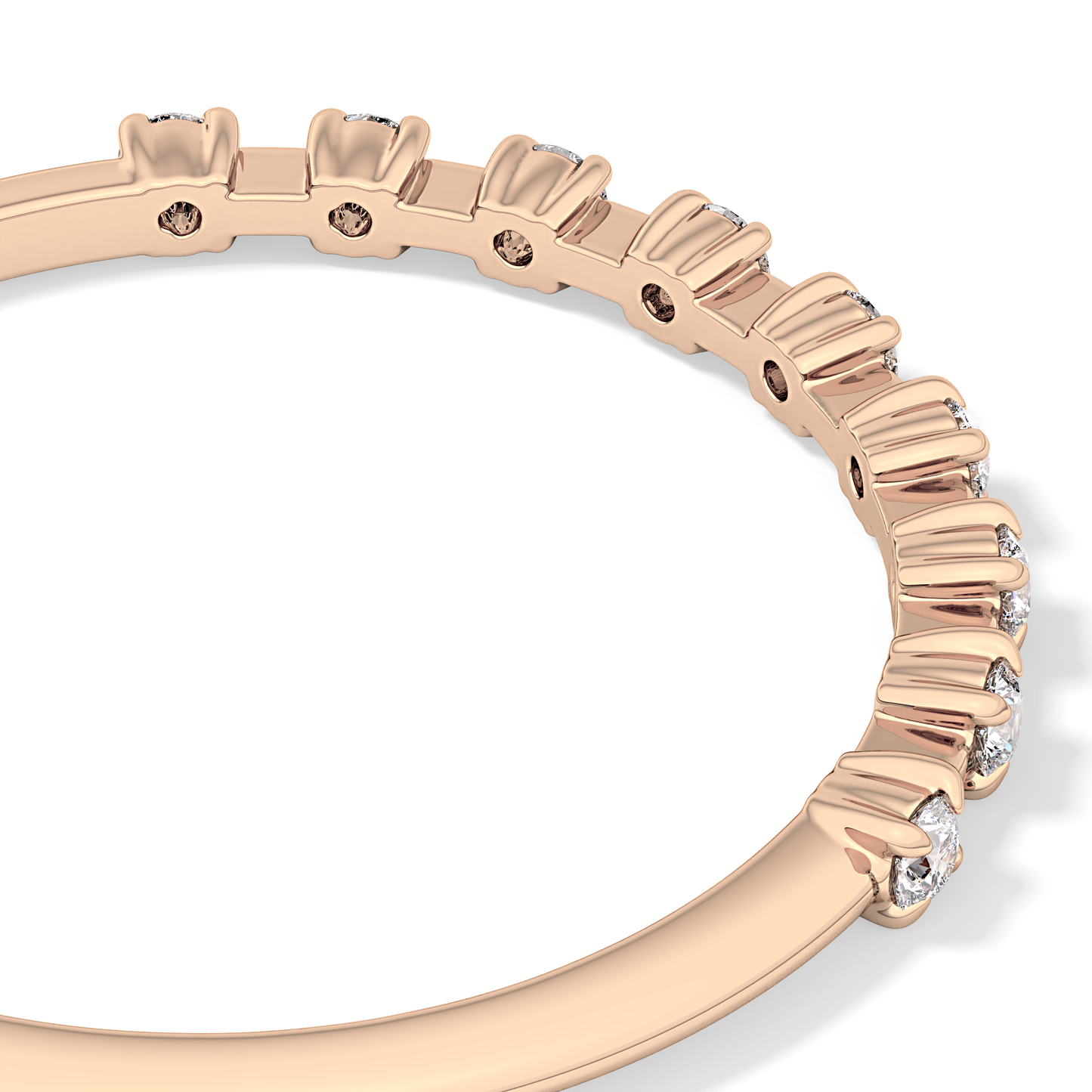 Half Eternity Wedding Band with 0.17 TCW Round Cut Moissanite – Yellow, White, or Rose Gold