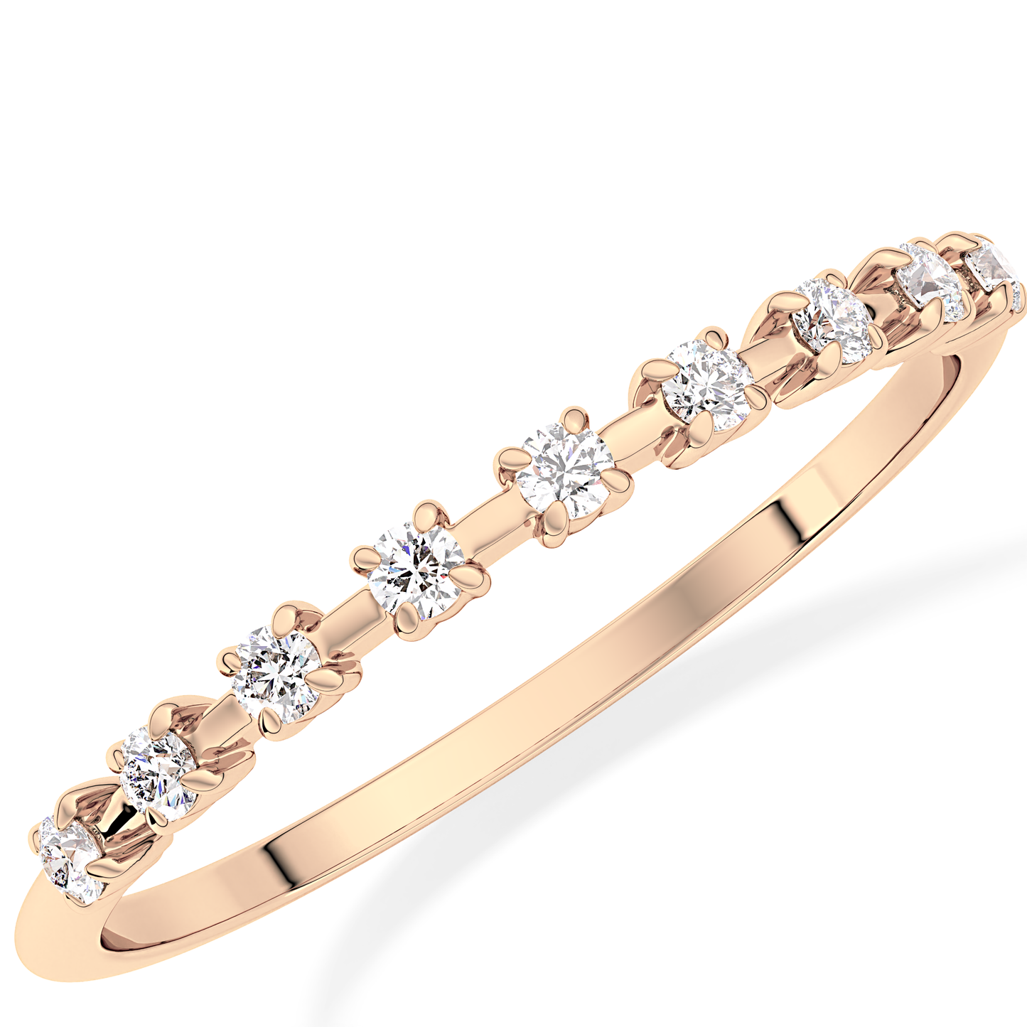 Half Eternity Wedding Band with 0.17 TCW Round Cut Moissanite – Yellow, White, or Rose Gold