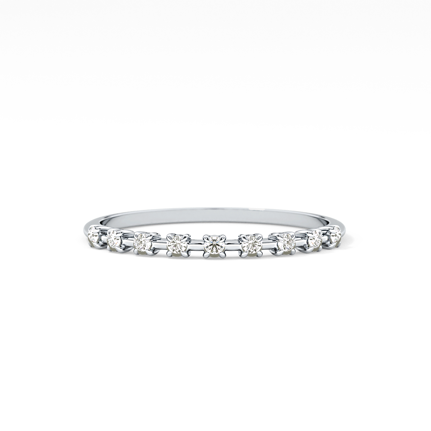 Half Eternity Wedding Band with 0.17 TCW Round Cut Moissanite – Yellow, White, or Rose Gold