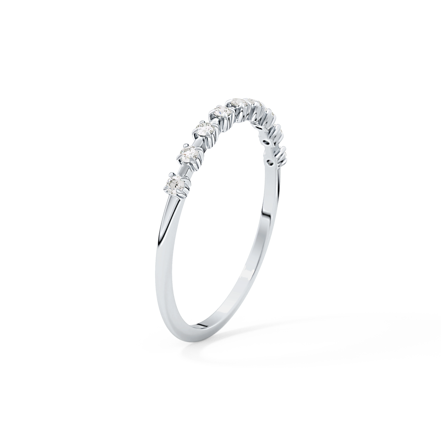 Half Eternity Wedding Band with 0.17 TCW Round Cut Moissanite – Yellow, White, or Rose Gold