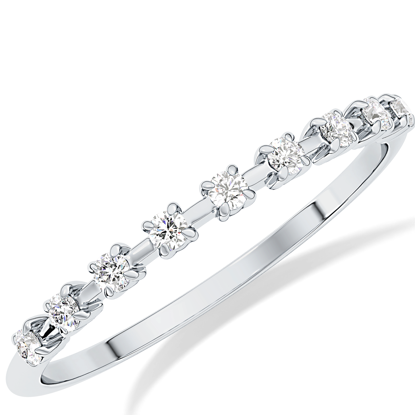 Half Eternity Wedding Band with 0.17 TCW Round Cut Moissanite – Yellow, White, or Rose Gold