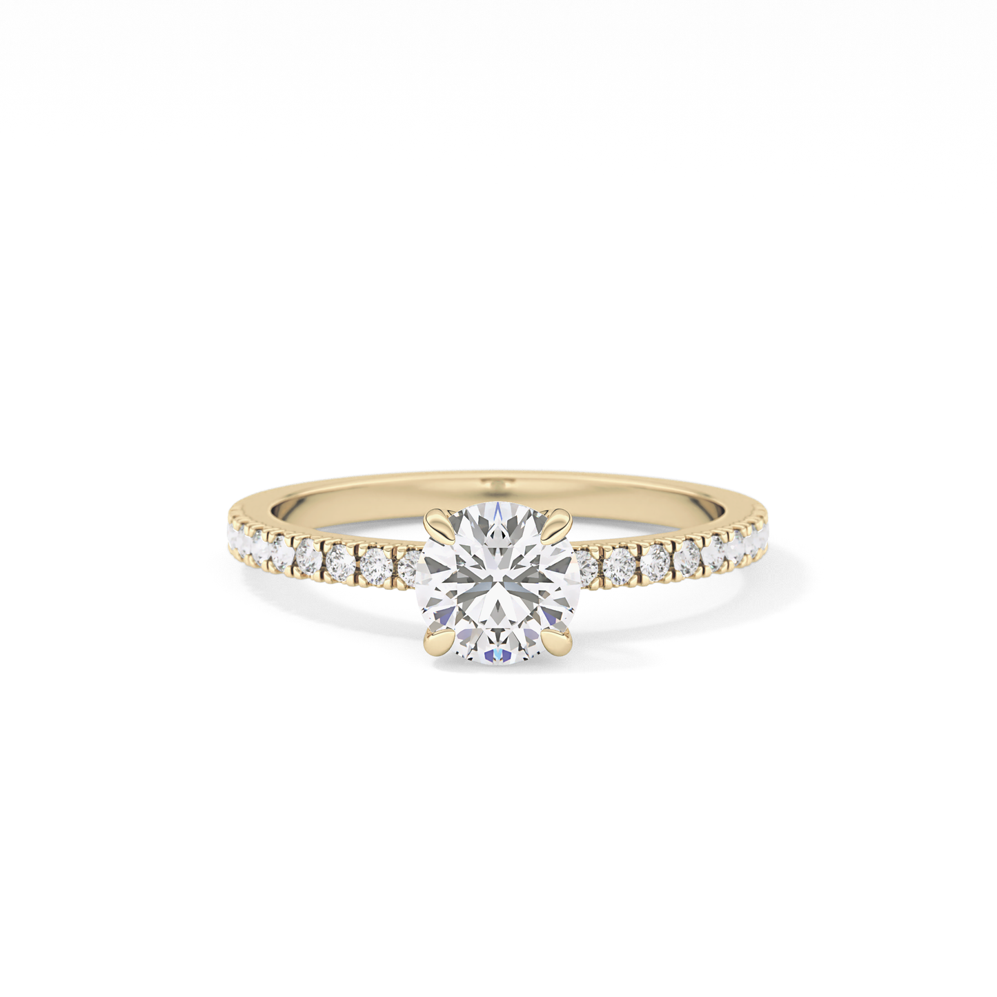 Round Cut 0.69 Carat Moissanite Ring – Pave Setting in Gold