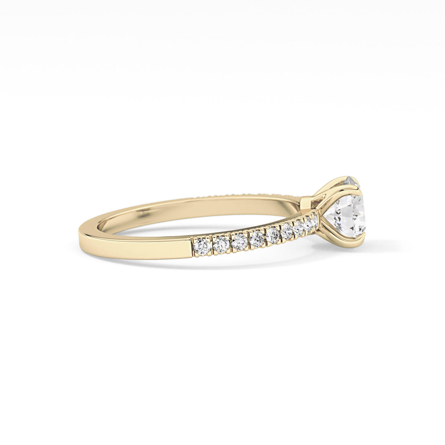 Round Cut 0.69 Carat Moissanite Ring – Pave Setting in Gold