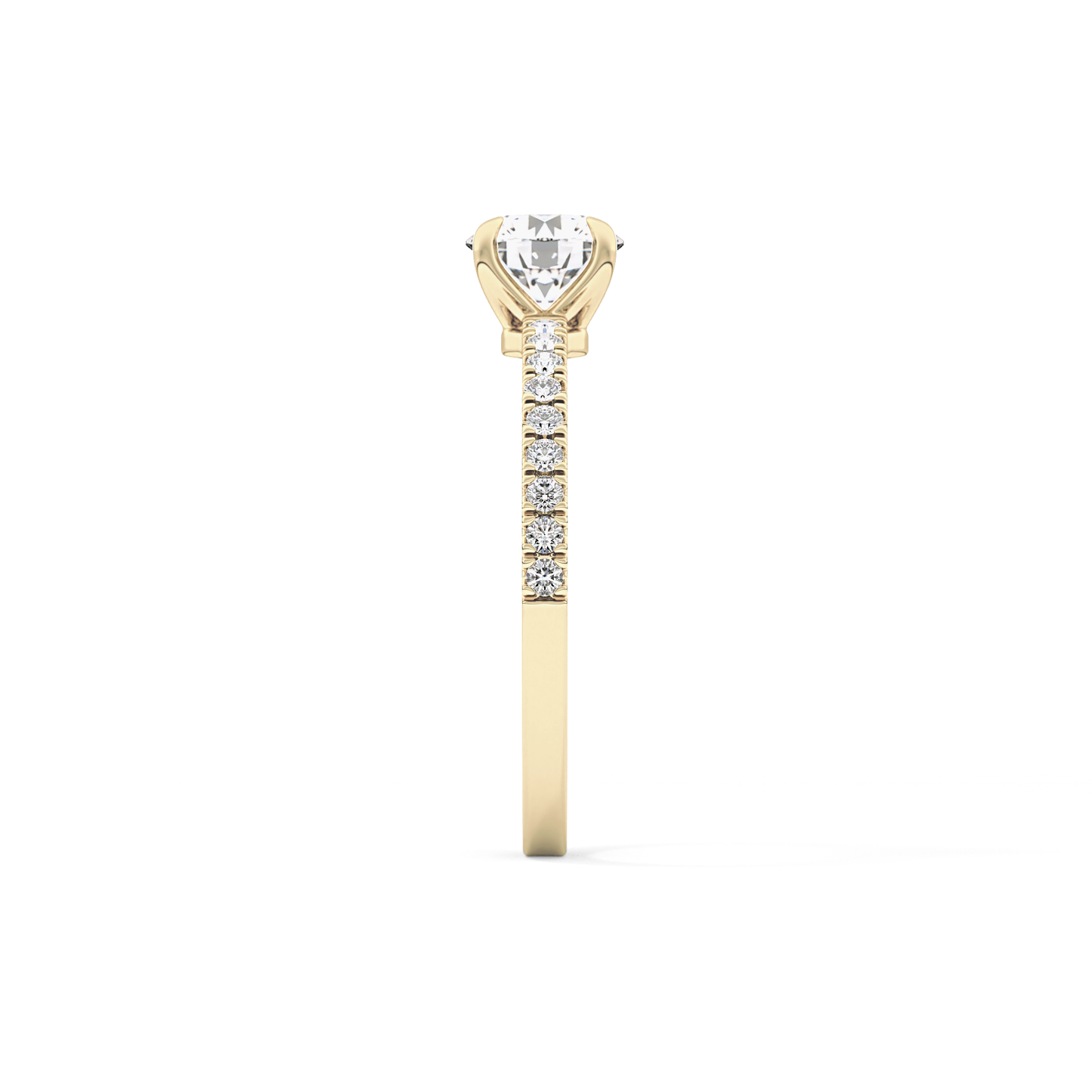 Round Cut 0.69 Carat Moissanite Ring – Pave Setting in Gold