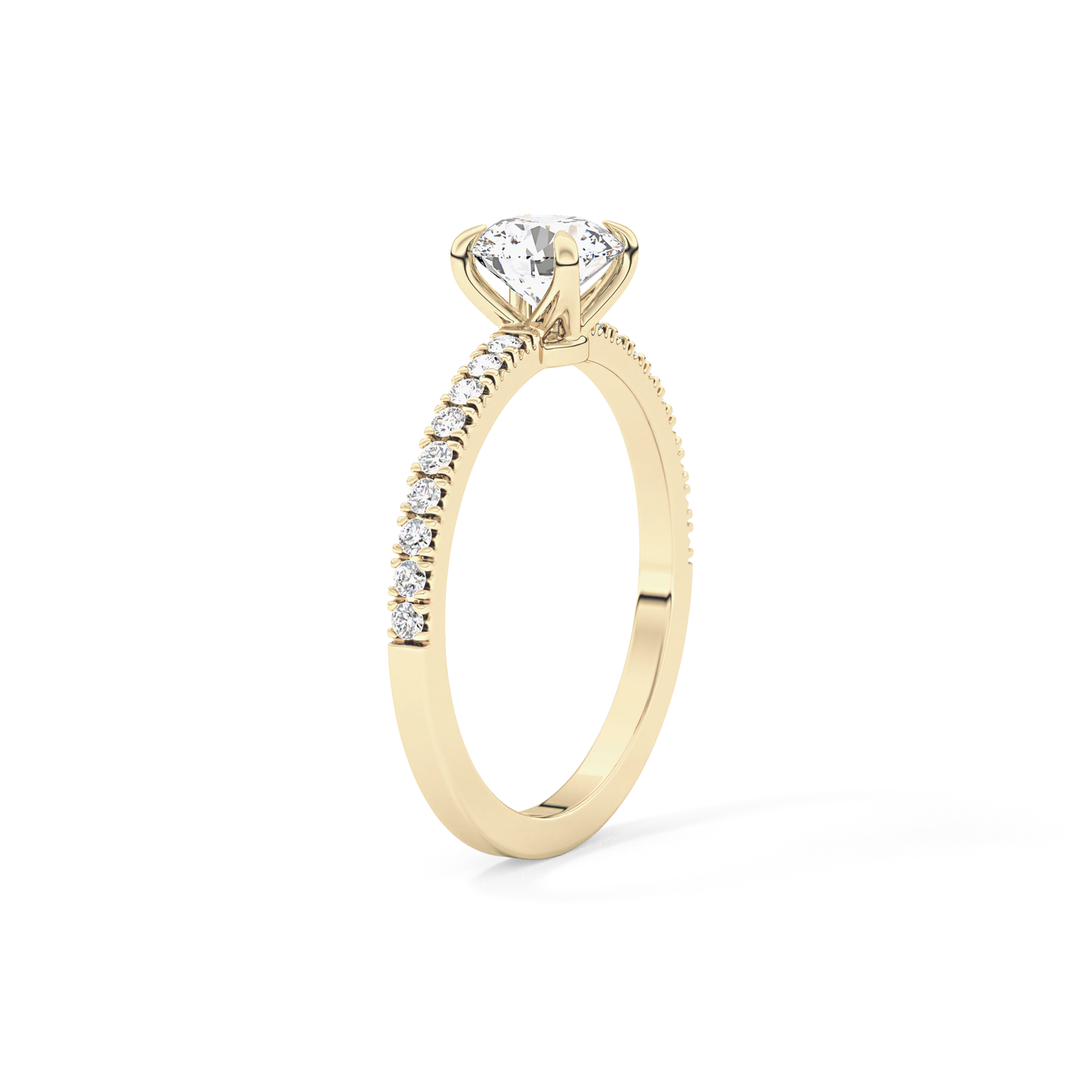Round Cut 0.69 Carat Moissanite Ring – Pave Setting in Gold