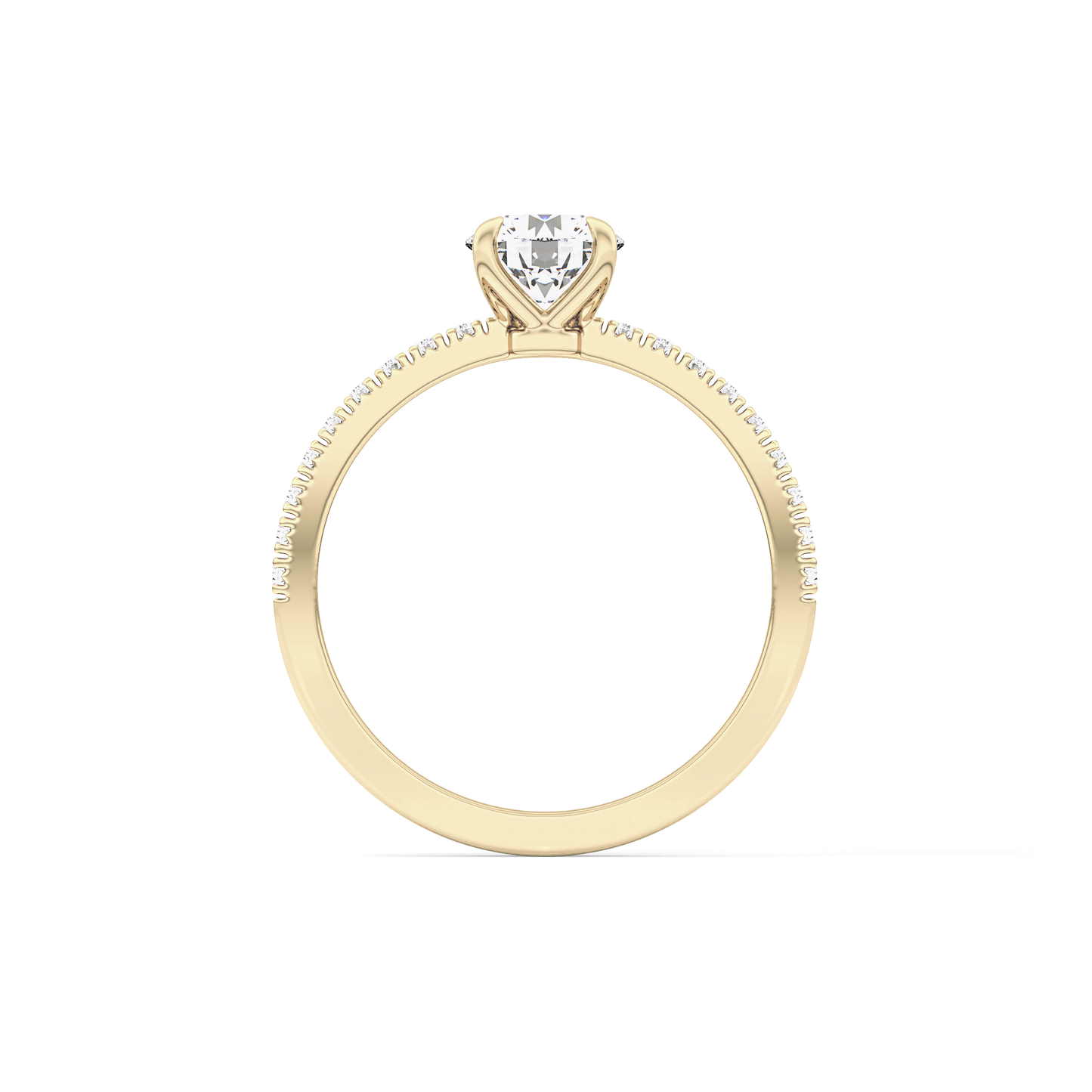 Round Cut 0.69 Carat Moissanite Ring – Pave Setting in Gold