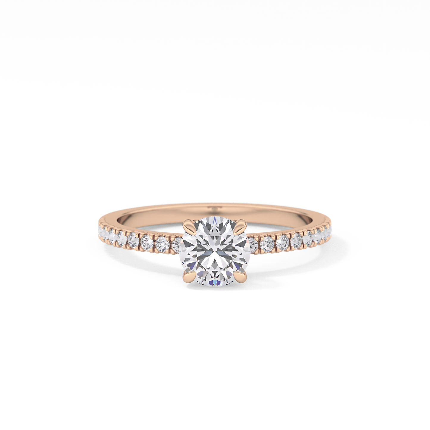 Round Cut 0.69 Carat Moissanite Ring – Pave Setting in Gold