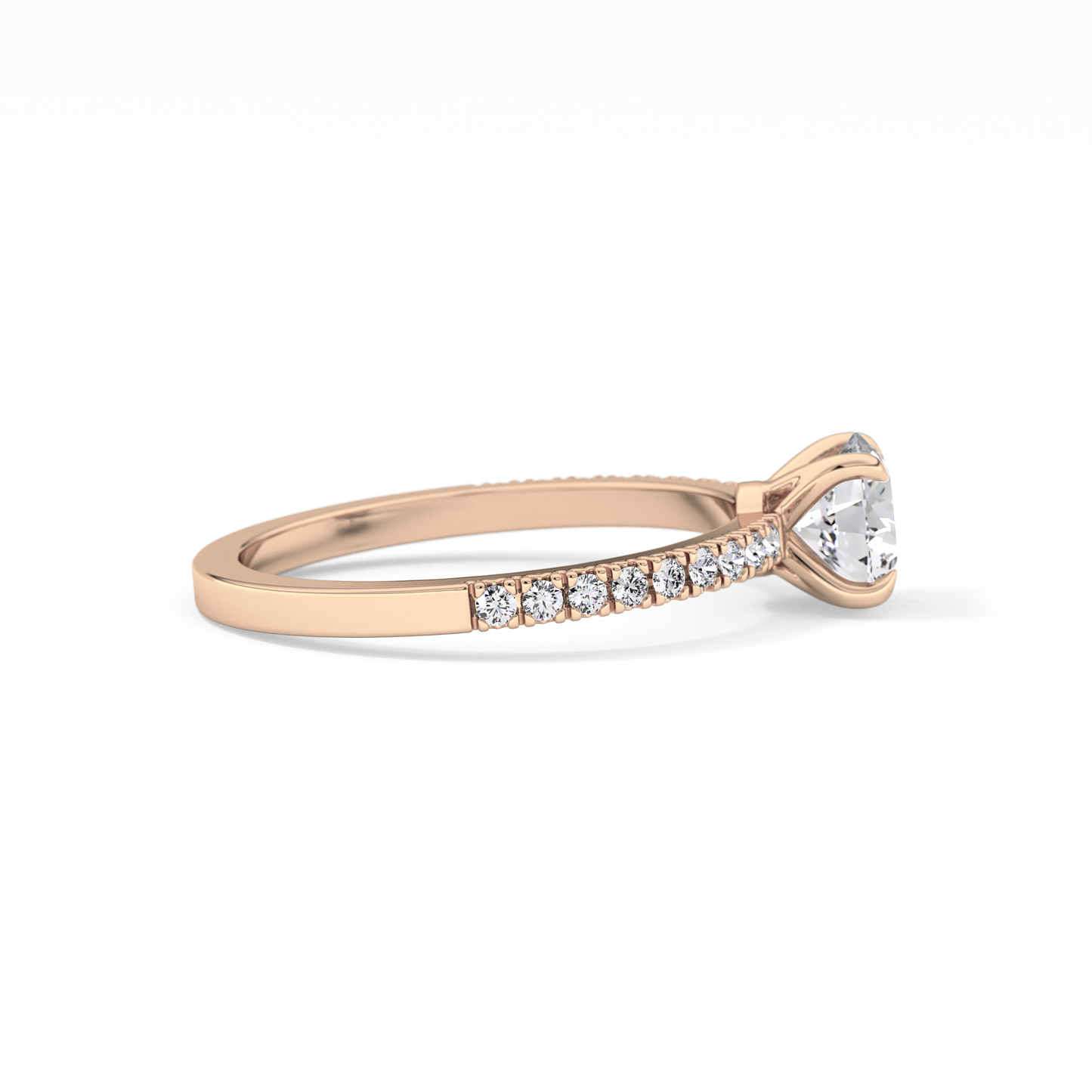 Round Cut 0.69 Carat Moissanite Ring – Pave Setting in Gold
