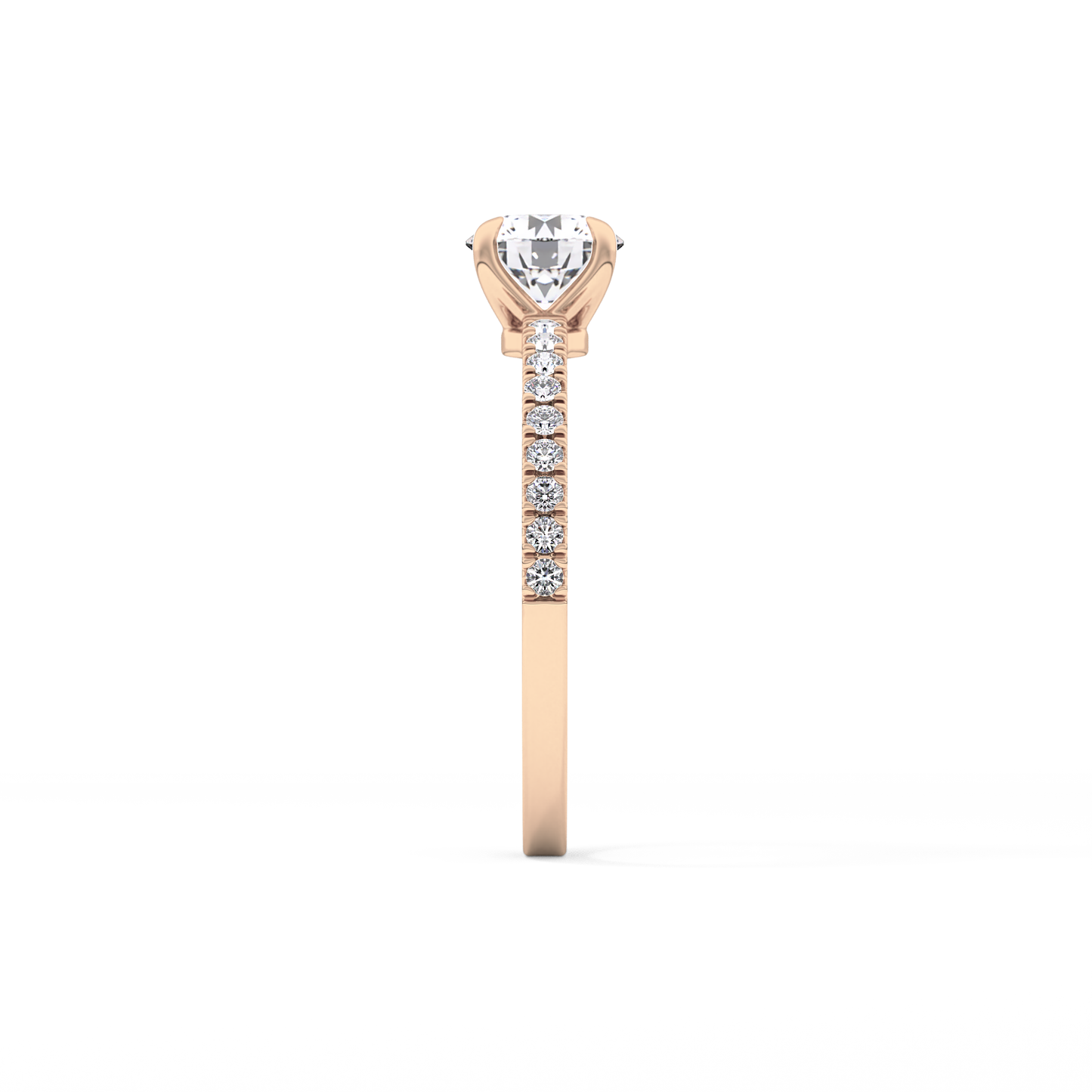 Round Cut 0.69 Carat Moissanite Ring – Pave Setting in Gold