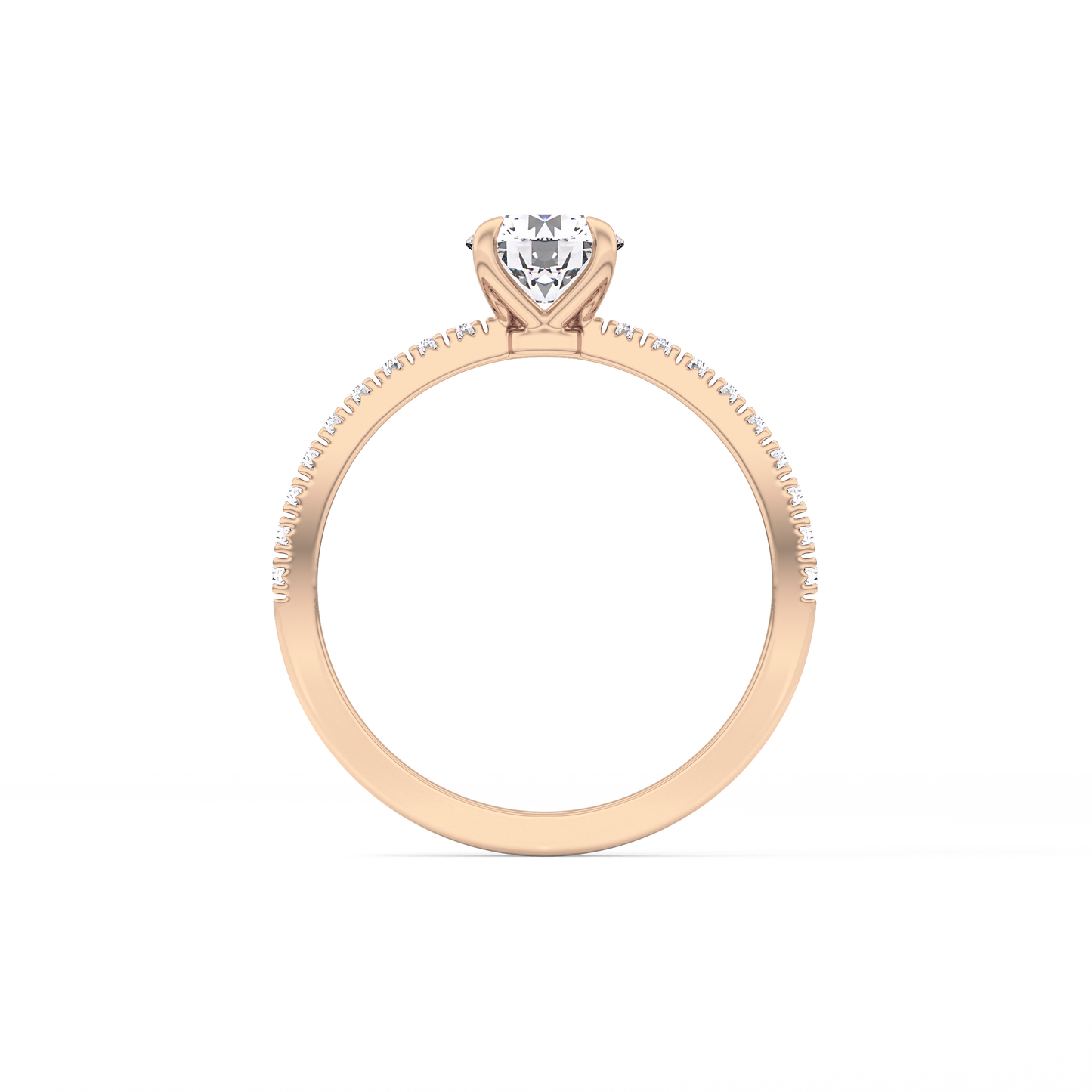 Round Cut 0.69 Carat Moissanite Ring – Pave Setting in Gold