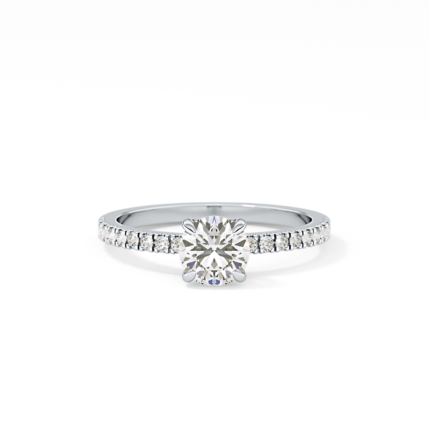 Round Cut 0.69 Carat Moissanite Ring – Pave Setting in Gold