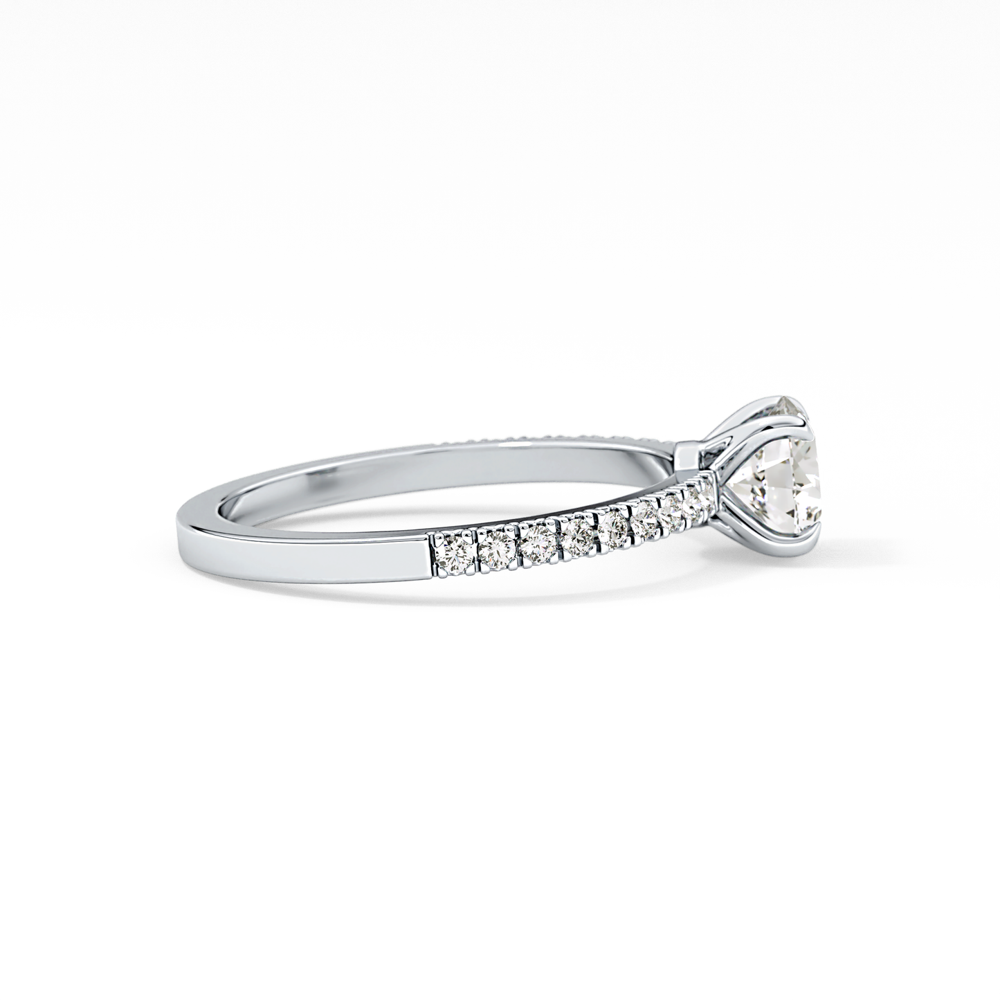 Round Cut 0.69 Carat Moissanite Ring – Pave Setting in Gold