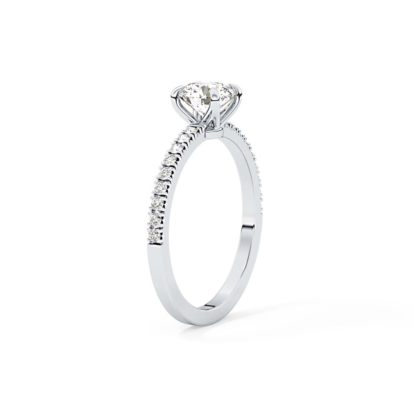 Round Cut 0.69 Carat Moissanite Ring – Pave Setting in Gold