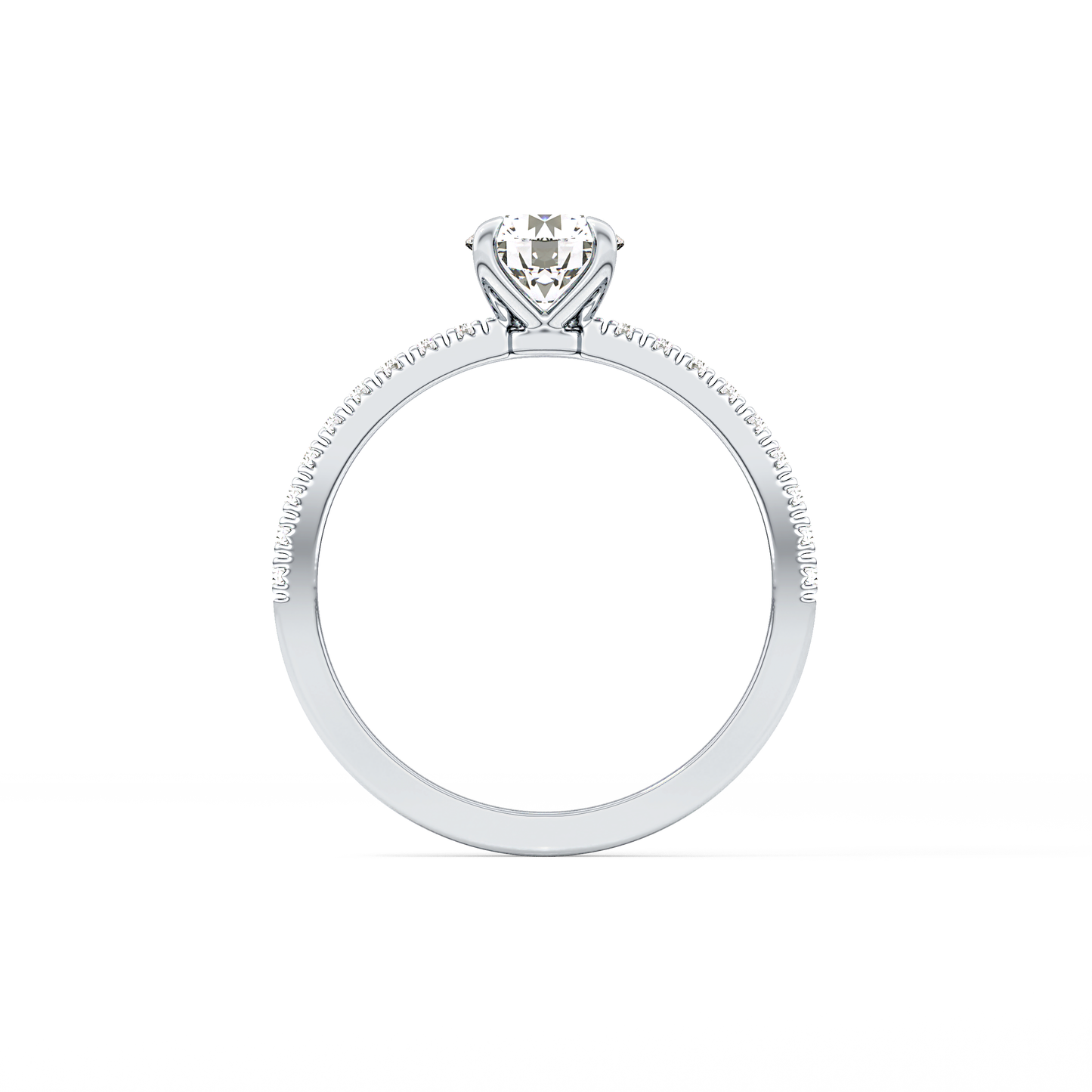 Round Cut 0.69 Carat Moissanite Ring – Pave Setting in Gold