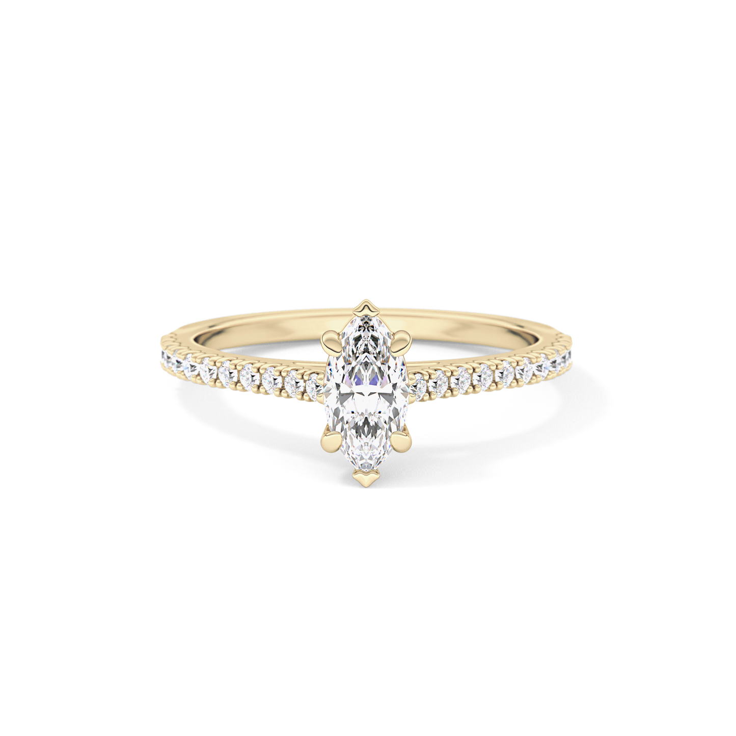Marquise Cut 0.42 Carat Moissanite Ring – Pave Setting in Gold