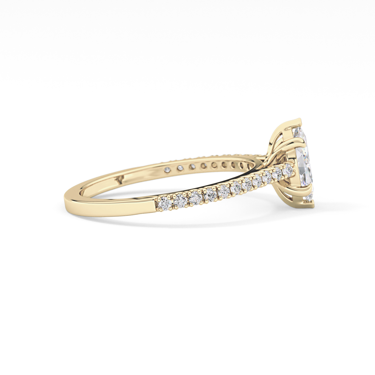 Marquise Cut 0.42 Carat Moissanite Ring – Pave Setting in Gold