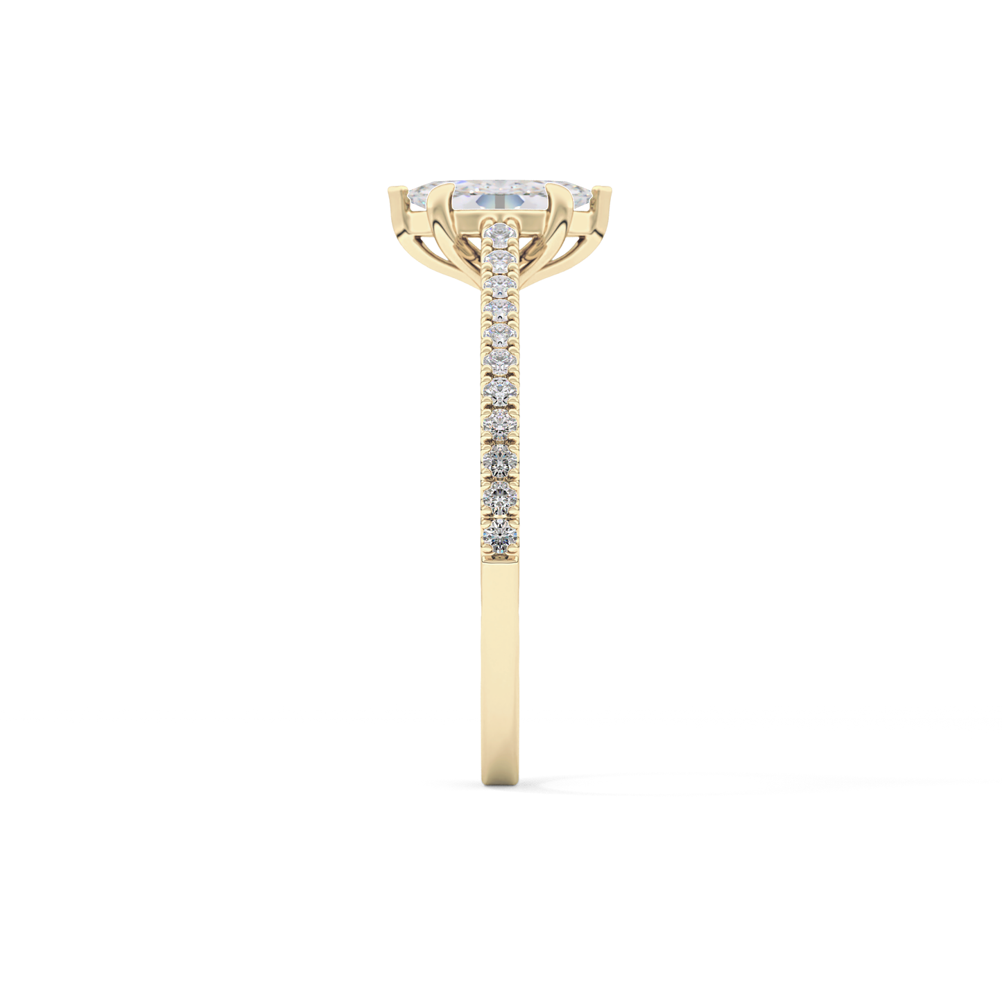 Marquise Cut 0.42 Carat Moissanite Ring – Pave Setting in Gold
