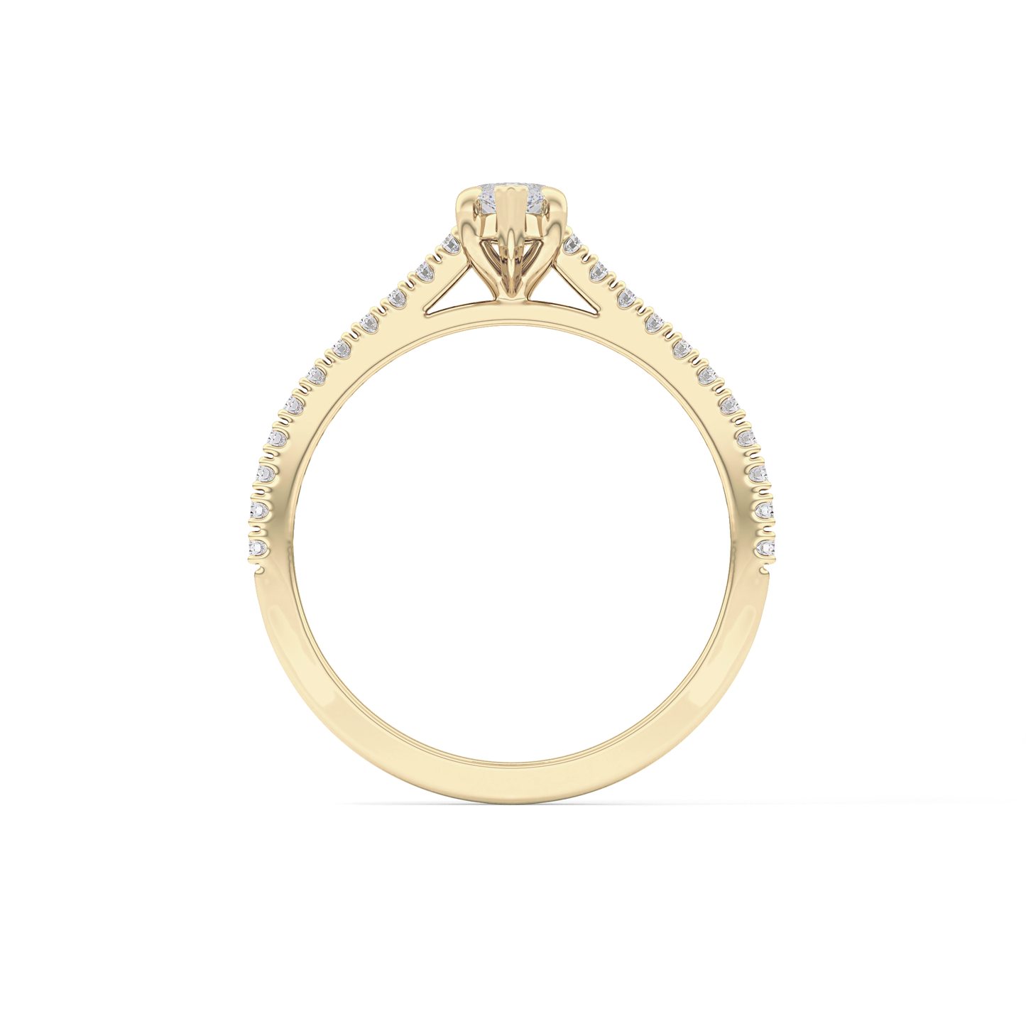 Marquise Cut 0.42 Carat Moissanite Ring – Pave Setting in Gold