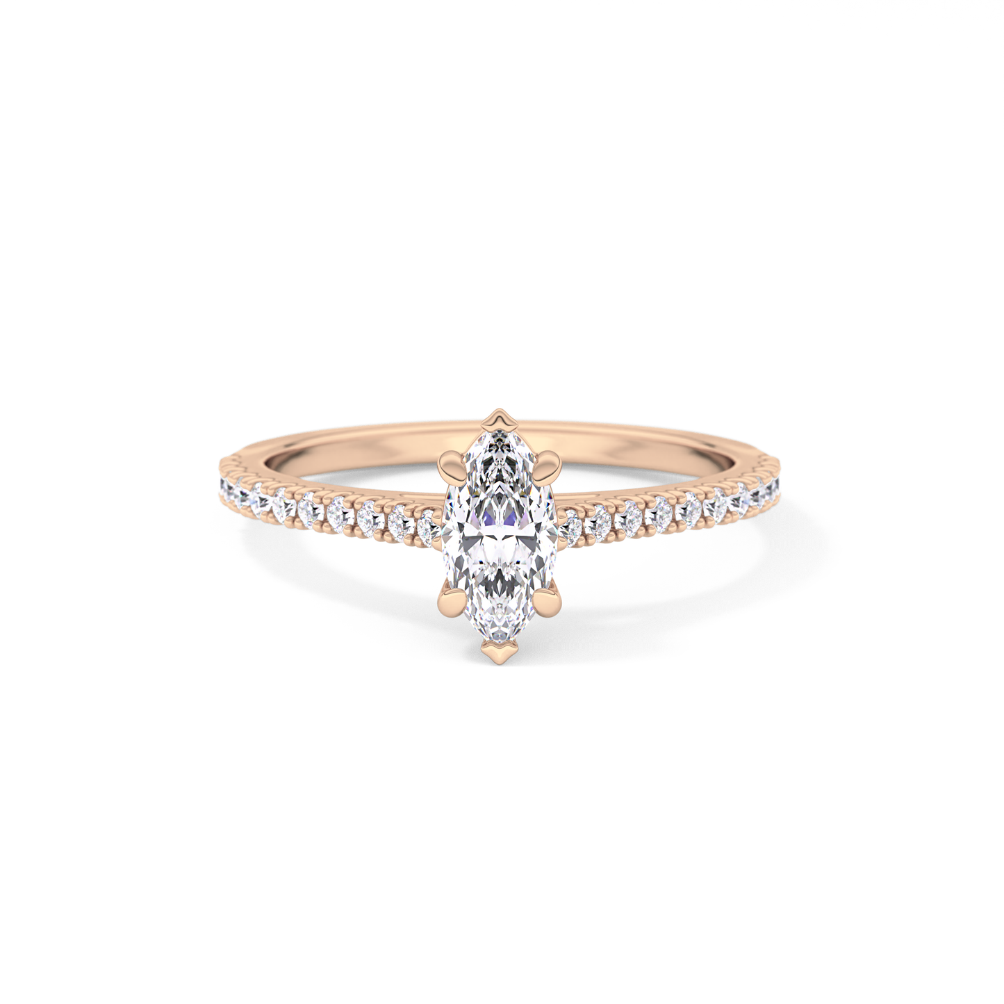 Marquise Cut 0.42 Carat Moissanite Ring – Pave Setting in Gold