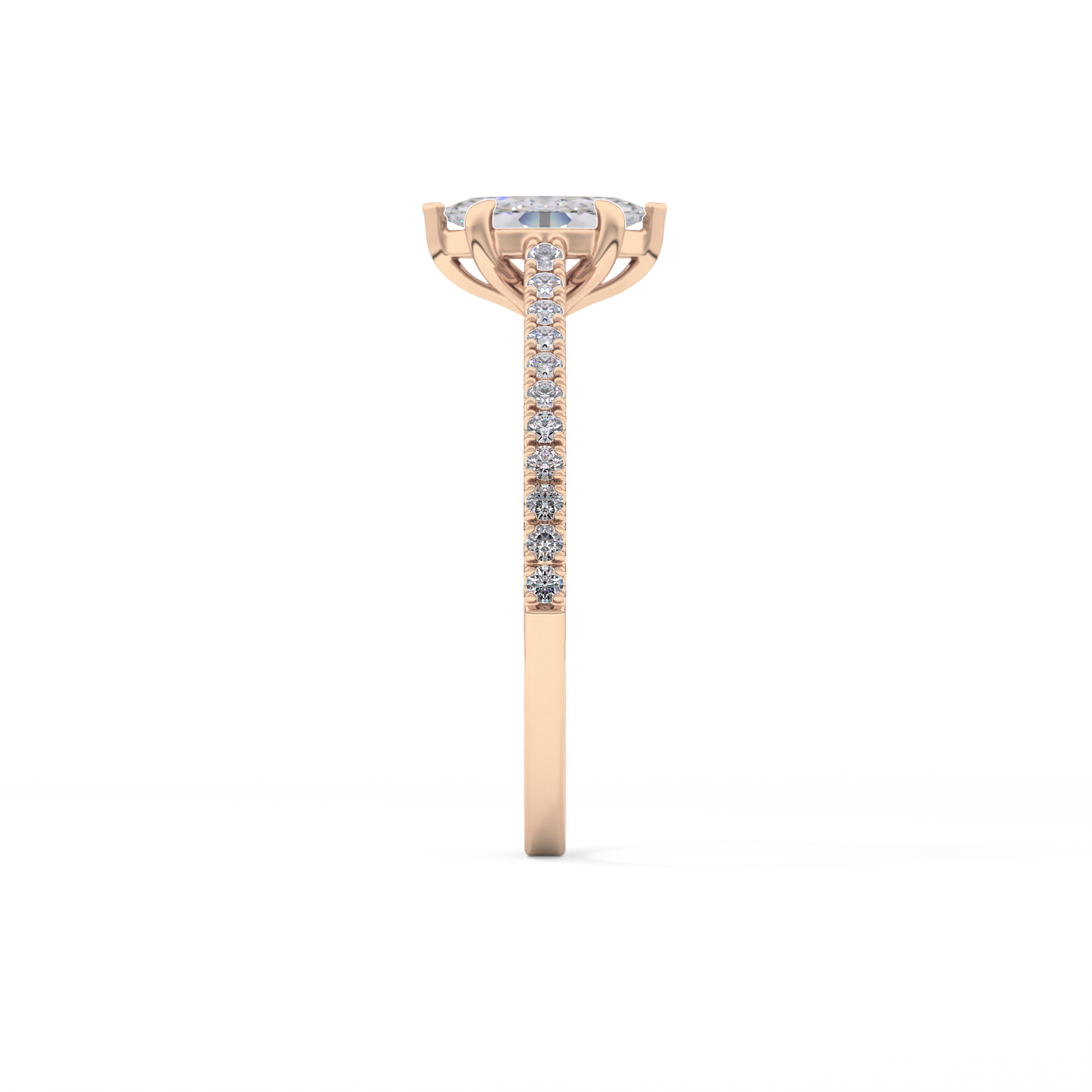 Marquise Cut 0.42 Carat Moissanite Ring – Pave Setting in Gold