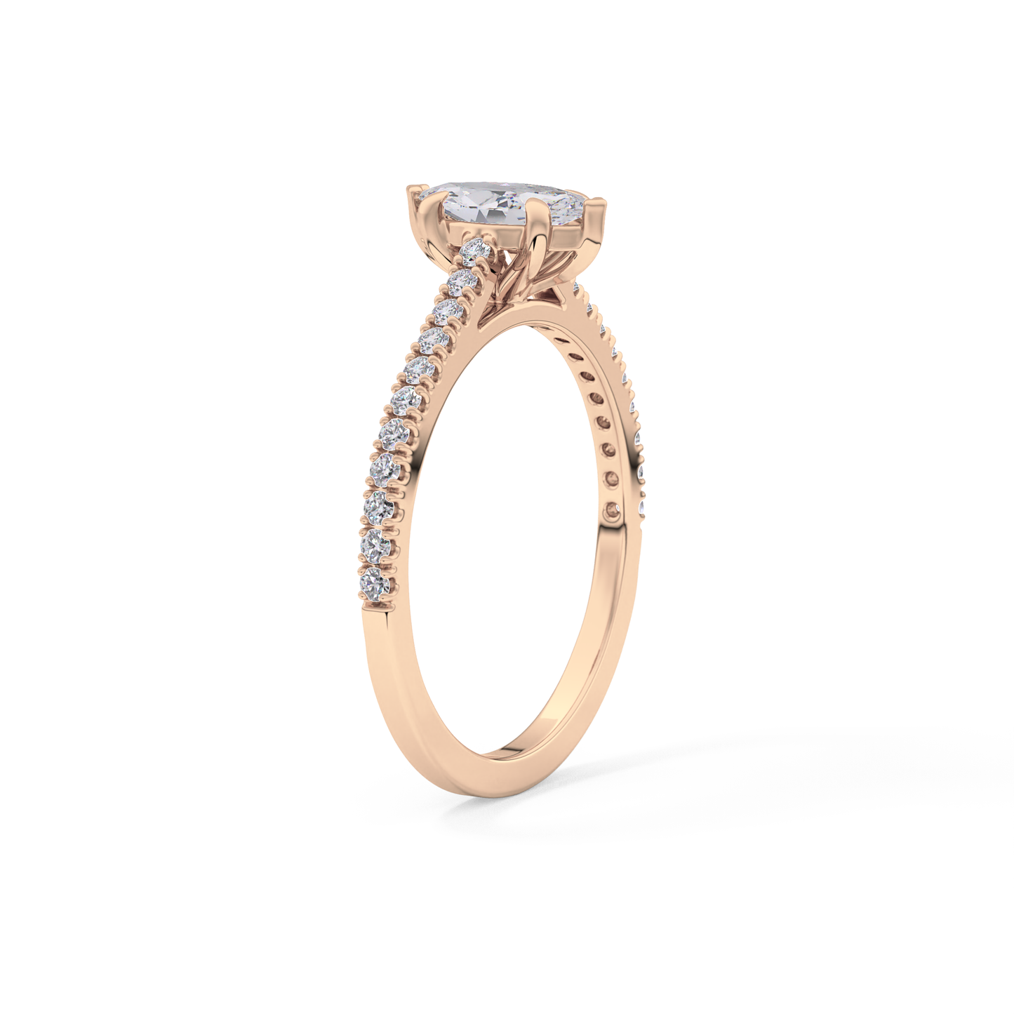 Marquise Cut 0.42 Carat Moissanite Ring – Pave Setting in Gold