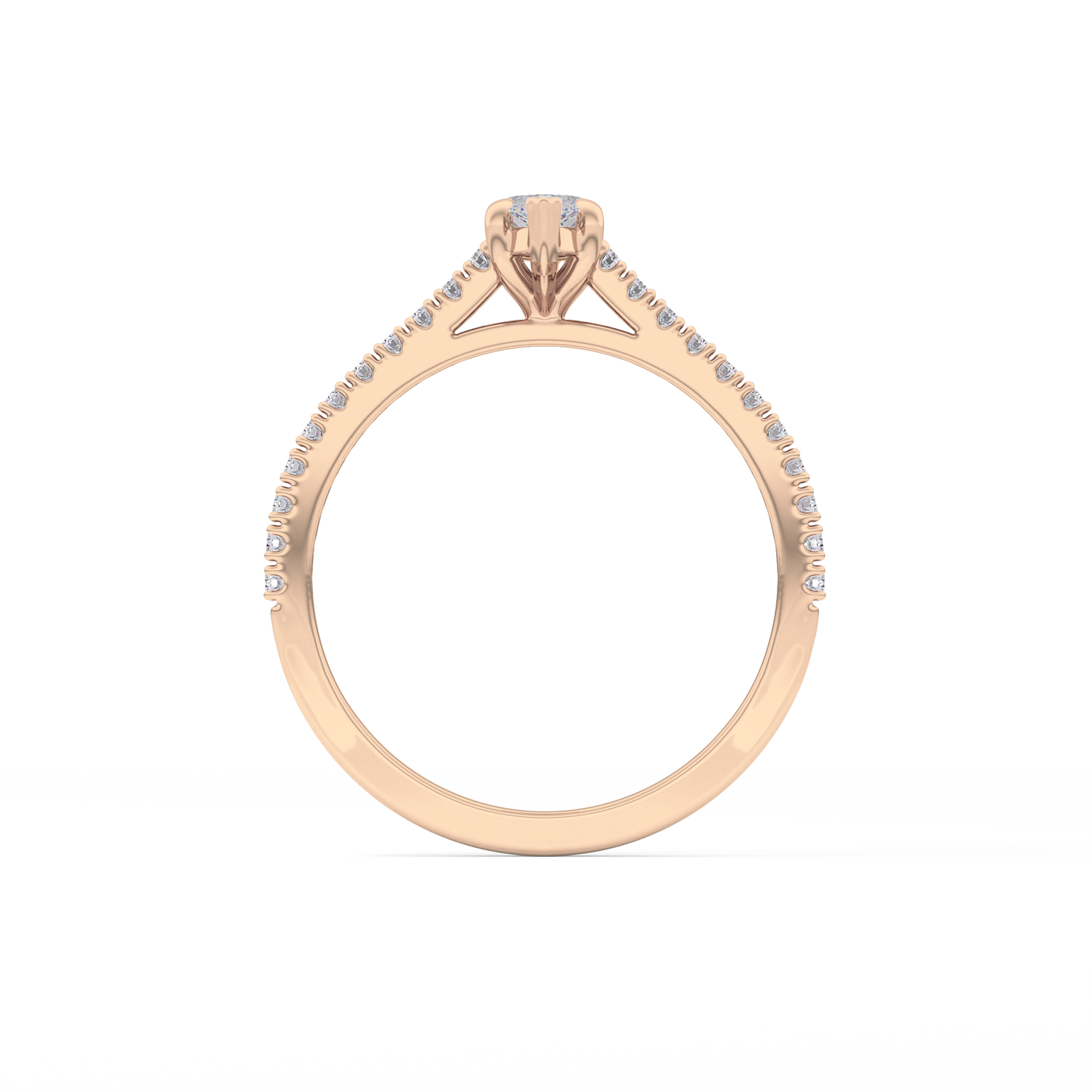 Marquise Cut 0.42 Carat Moissanite Ring – Pave Setting in Gold