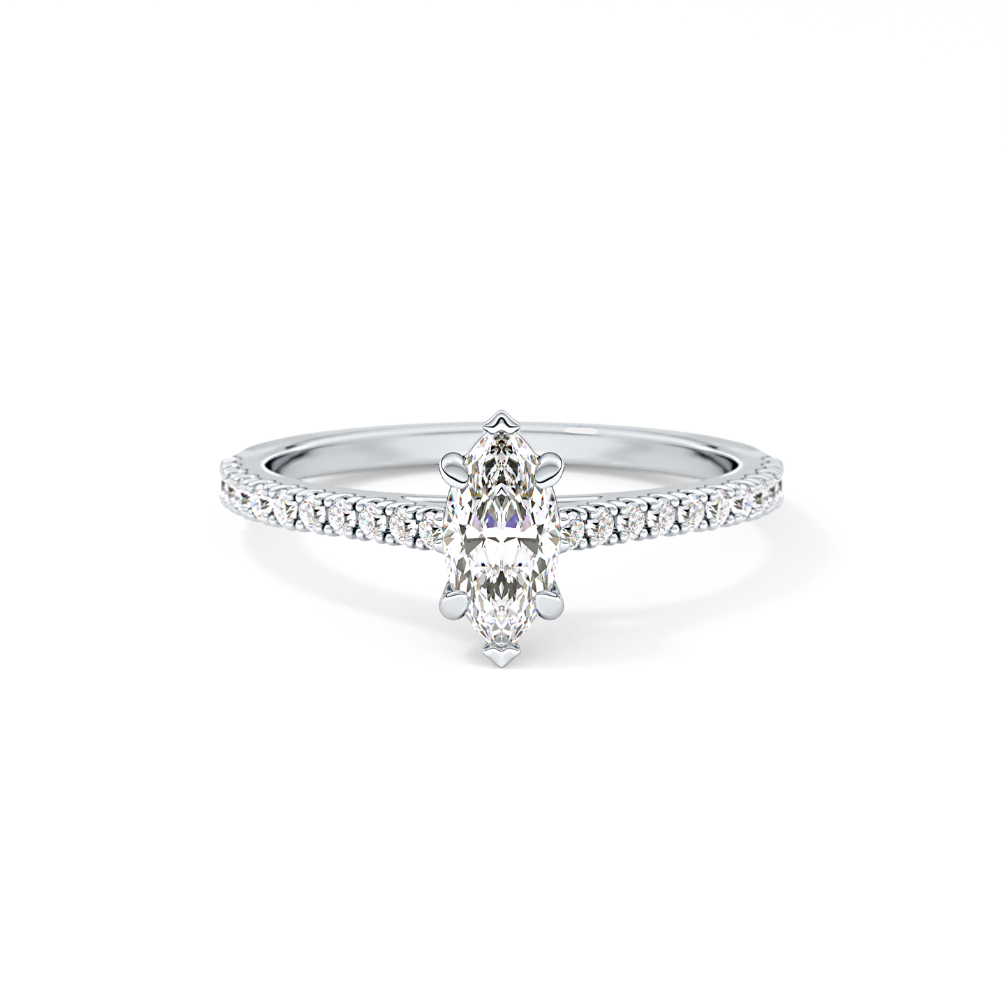 Marquise Cut 0.42 Carat Moissanite Ring – Pave Setting in Gold