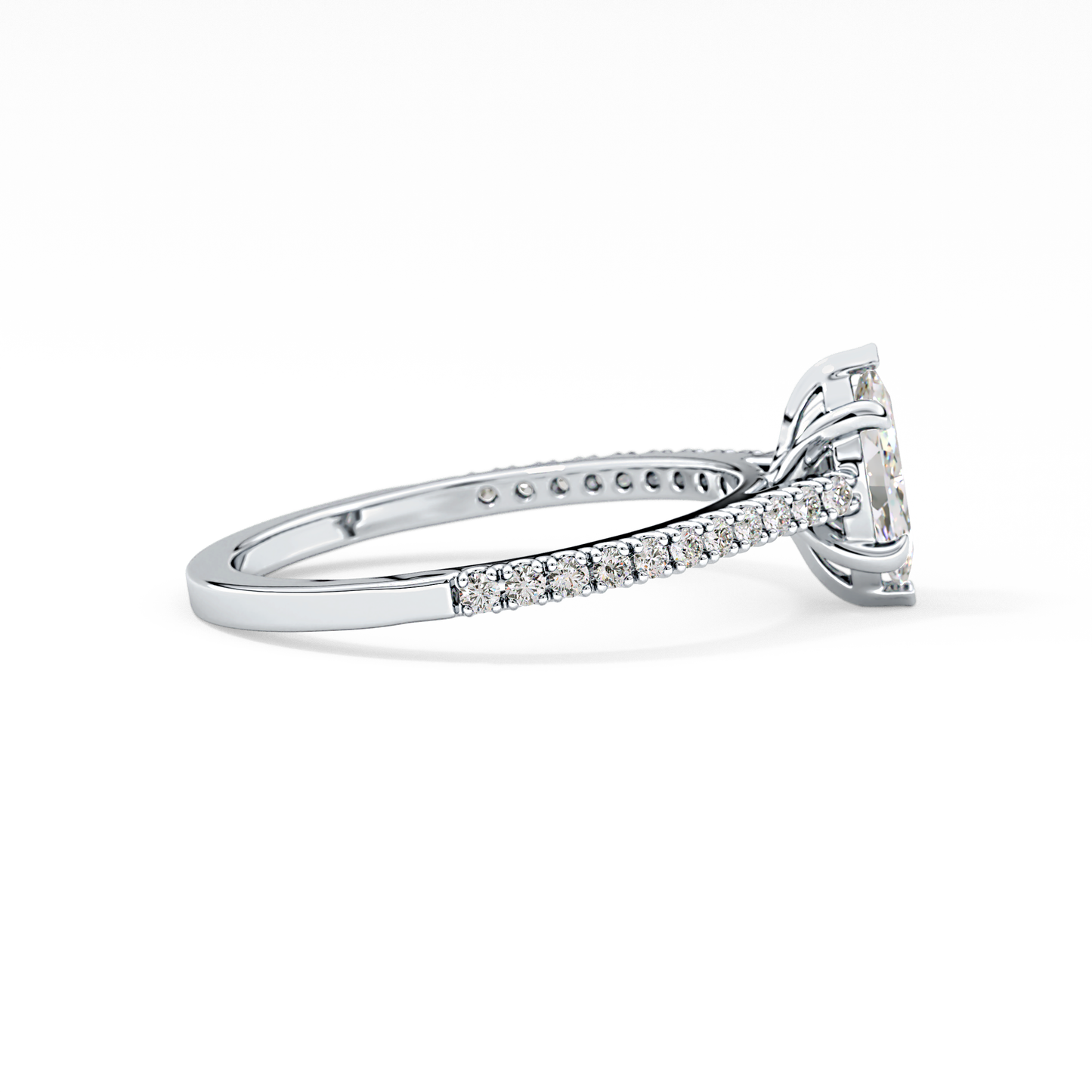 Marquise Cut 0.42 Carat Moissanite Ring – Pave Setting in Gold