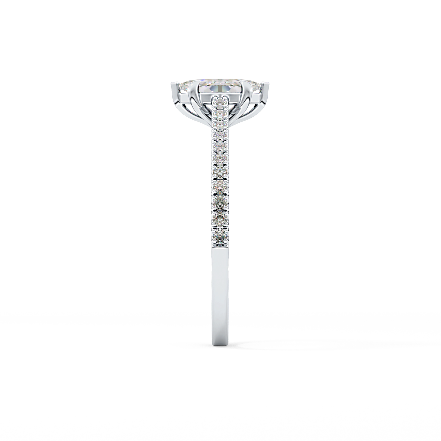 Marquise Cut 0.42 Carat Moissanite Ring – Pave Setting in Gold