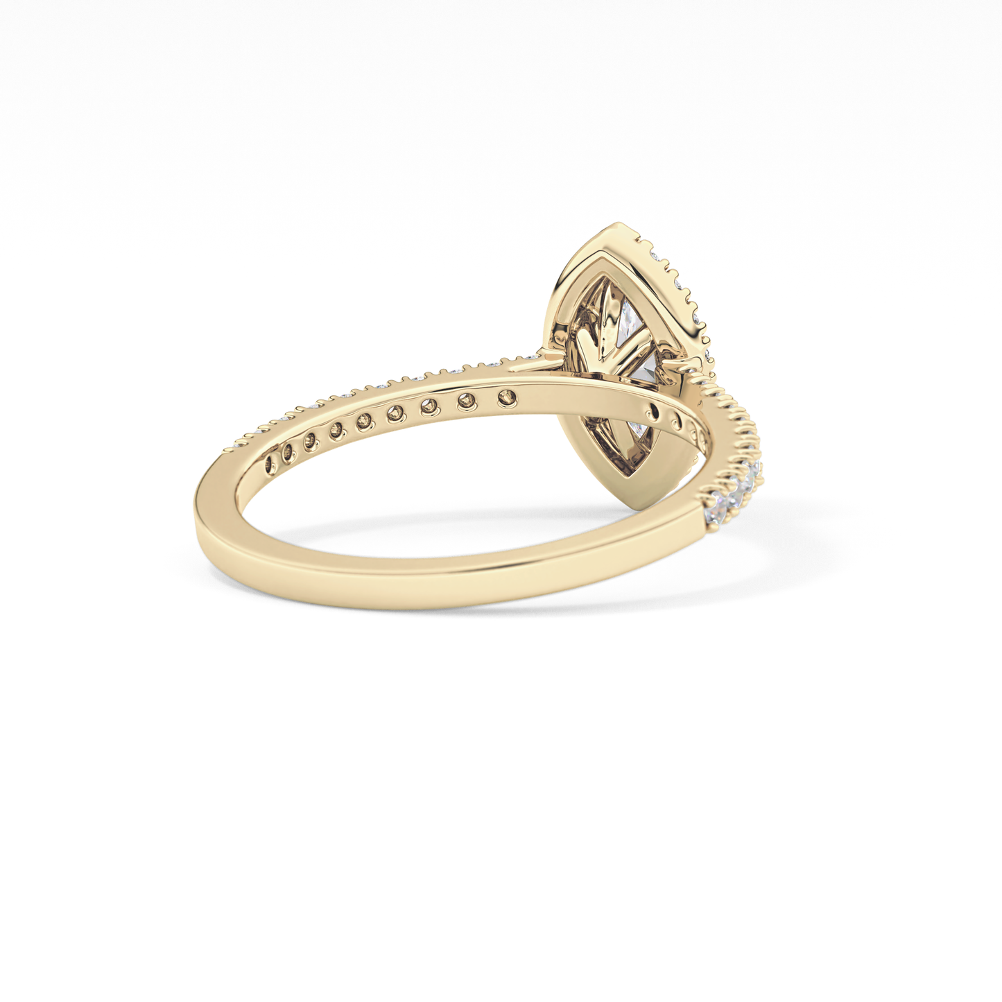 Marquise Cut 0.42 Carat Moissanite Ring – Halo & Pave Setting in Gold