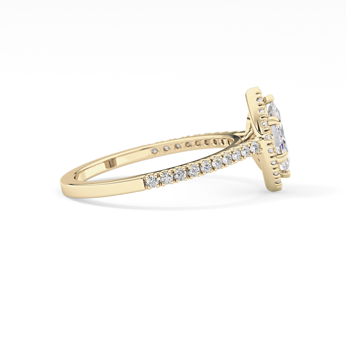 Marquise Cut 0.42 Carat Moissanite Ring – Halo & Pave Setting in Gold