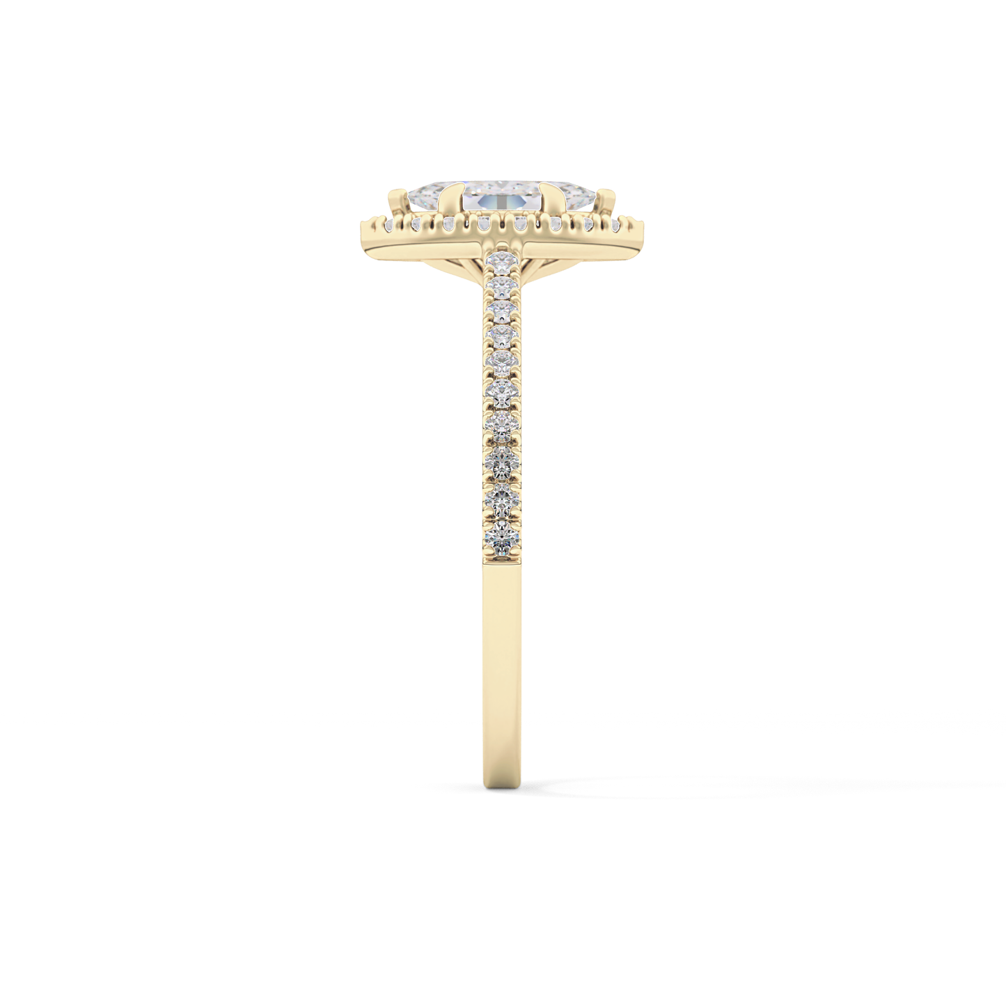 Marquise Cut 0.42 Carat Moissanite Ring – Halo & Pave Setting in Gold