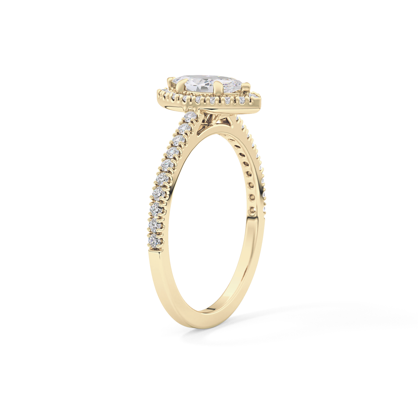 Marquise Cut 0.42 Carat Moissanite Ring – Halo & Pave Setting in Gold