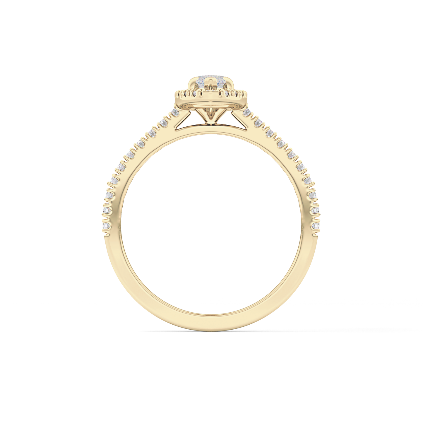 Marquise Cut 0.42 Carat Moissanite Ring – Halo & Pave Setting in Gold