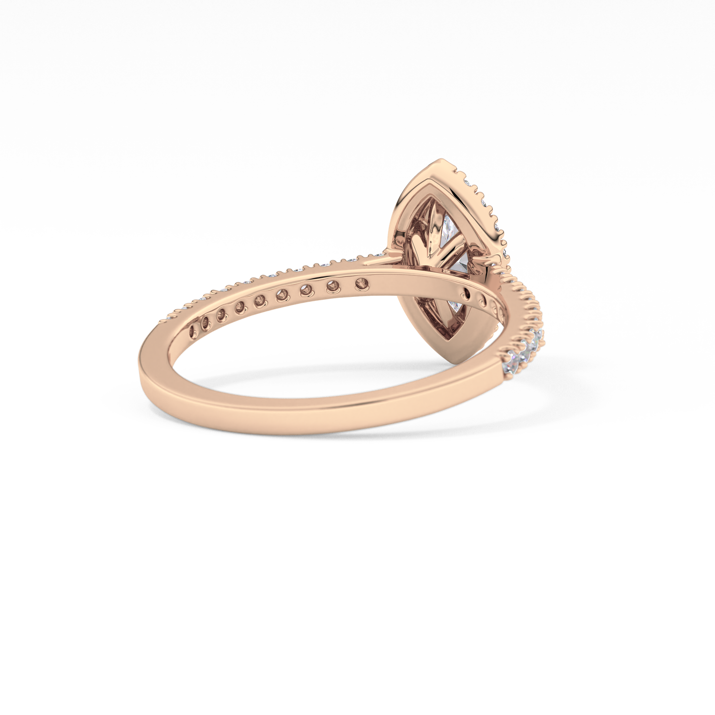 Marquise Cut 0.42 Carat Moissanite Ring – Halo & Pave Setting in Gold